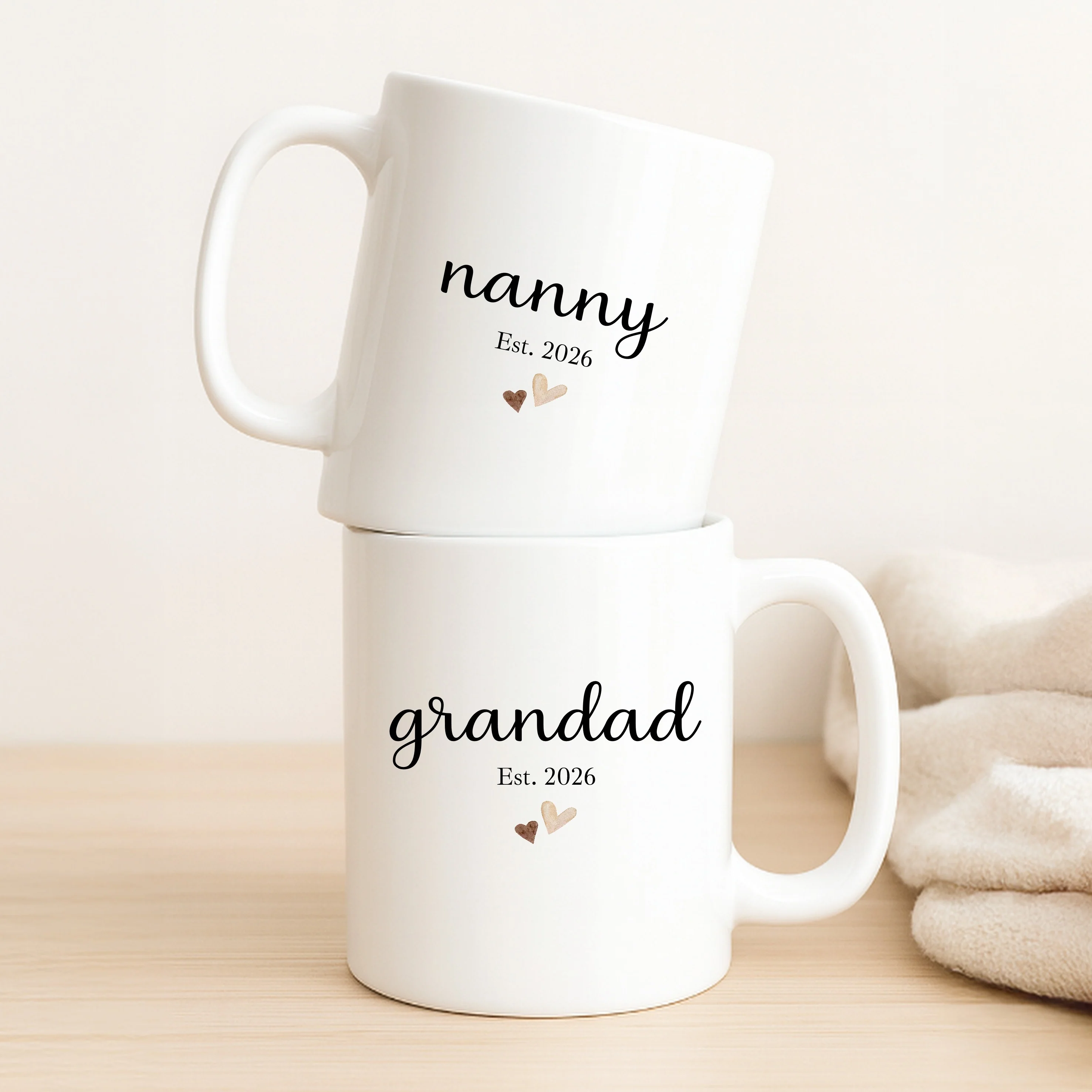 Personalised Nanny & Grandad Est Mug Set