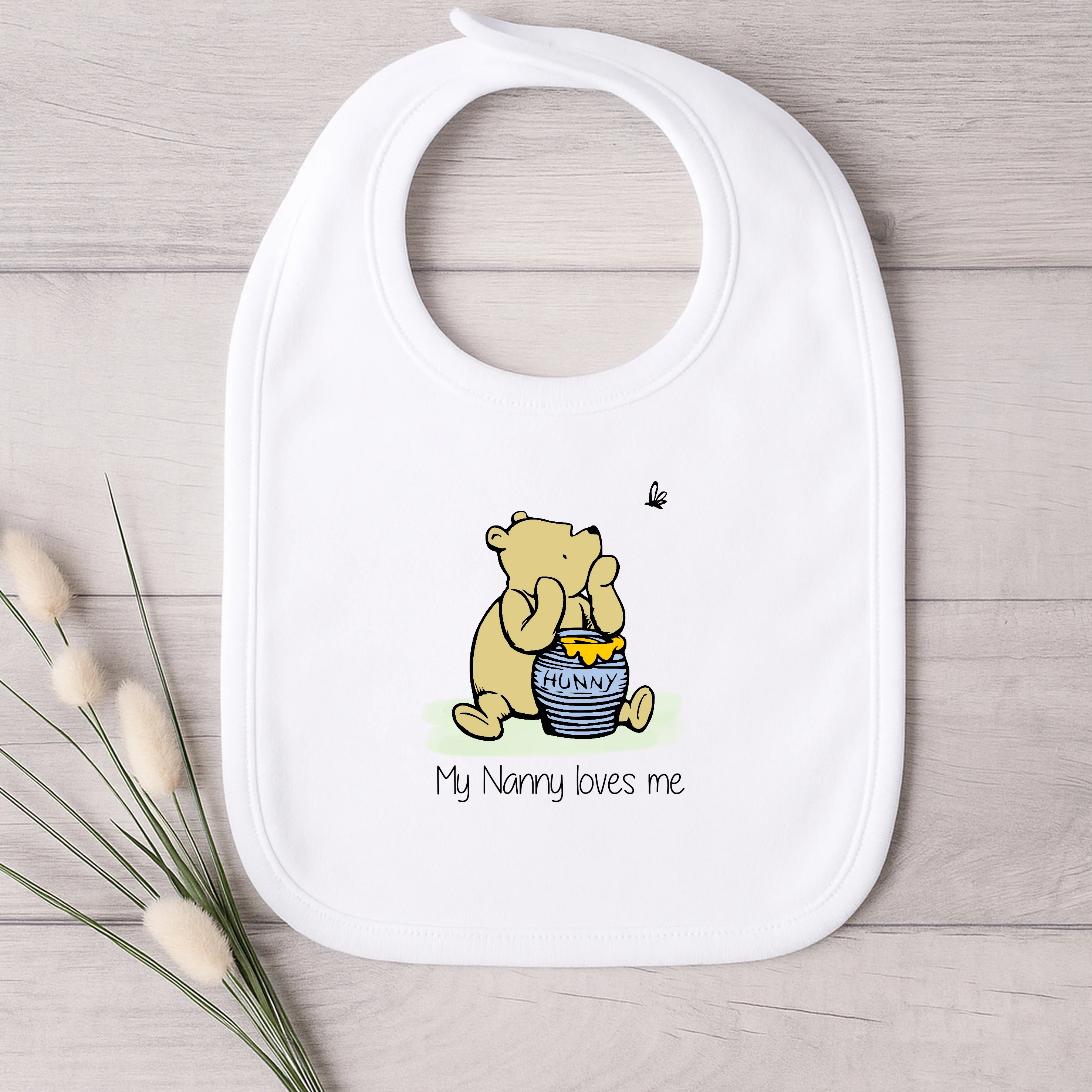 Personalised Nanny Loves Me Pooh Bear Baby Grow or Vest - Image 2