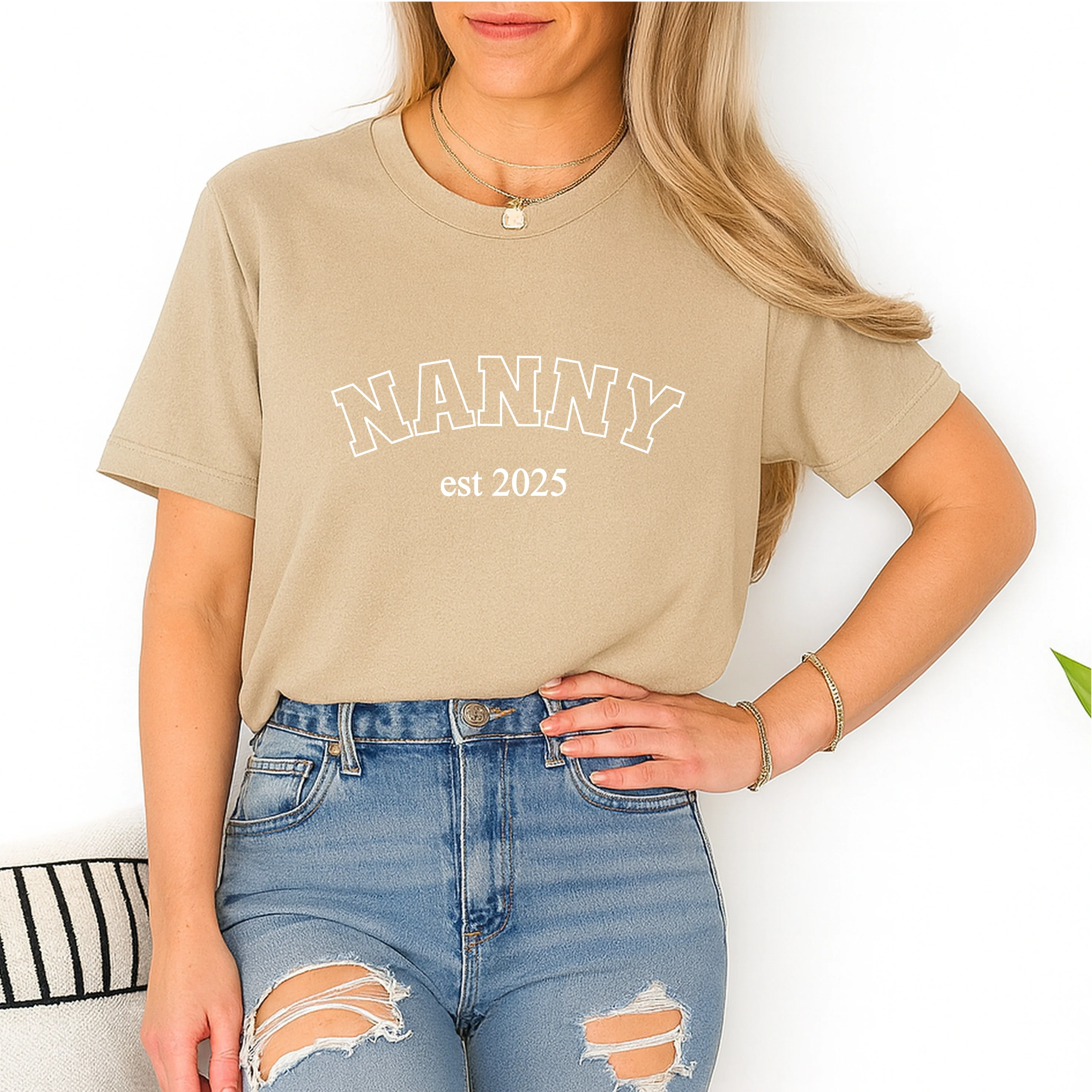 Personalised Nanny & Mini Est Beige Matching Outfits - Image 3