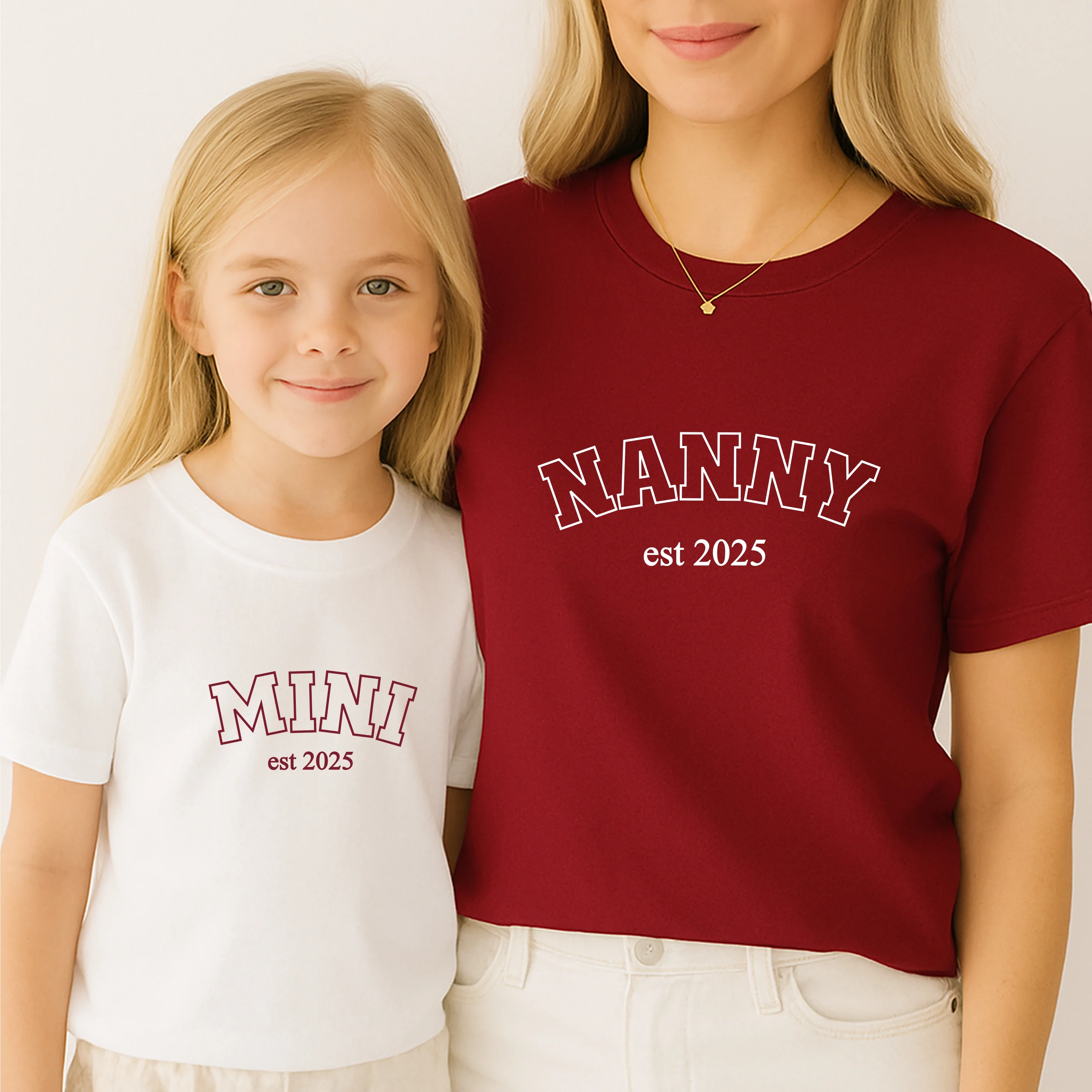 Personalised Nanny & Mini Est Maroon Matching Outfits - Image 2