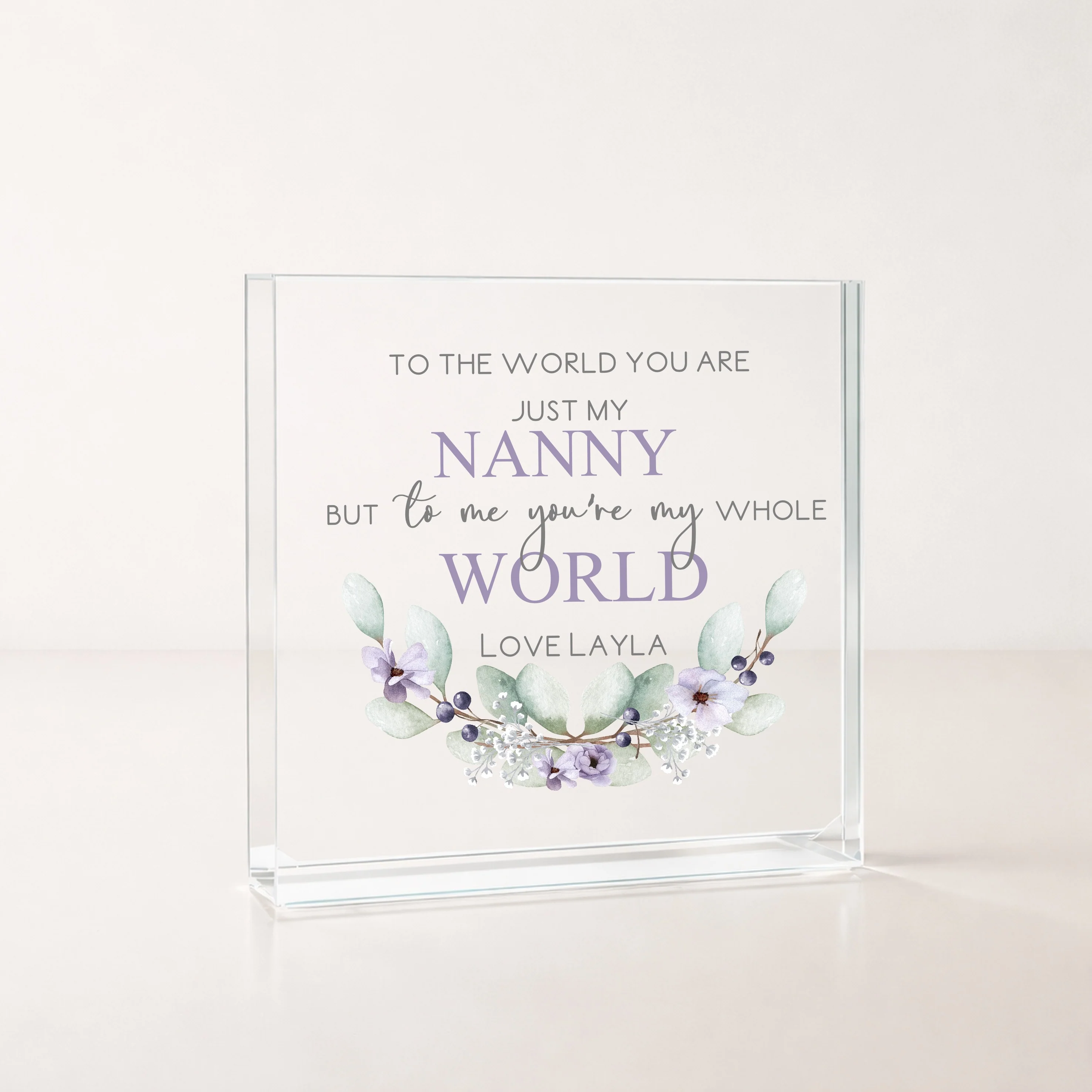Personalised Nanny You Are My World Acrylic Block - Image 3