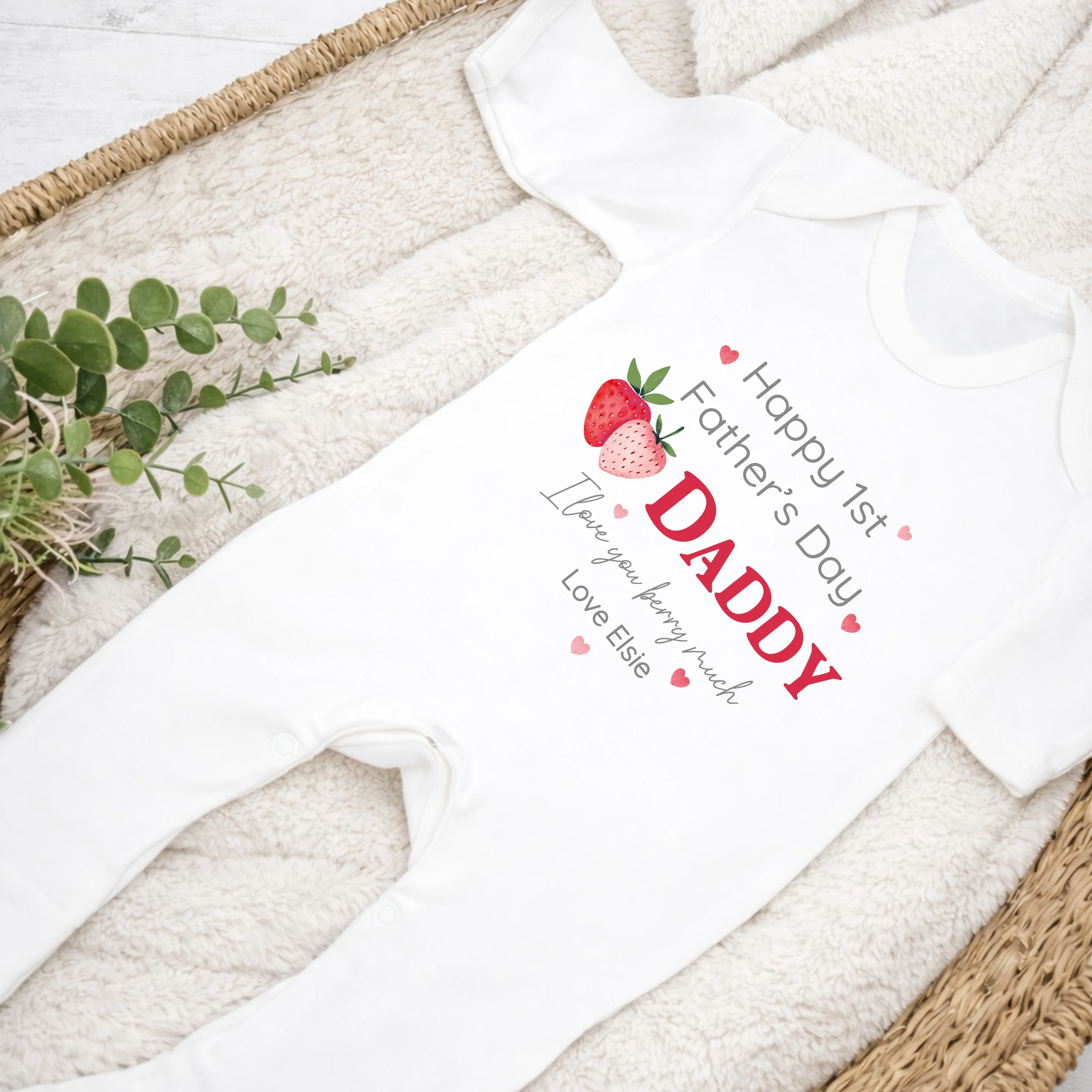 Personalised Our Berry First Father's Day Baby Grow Or Vest - Image 3