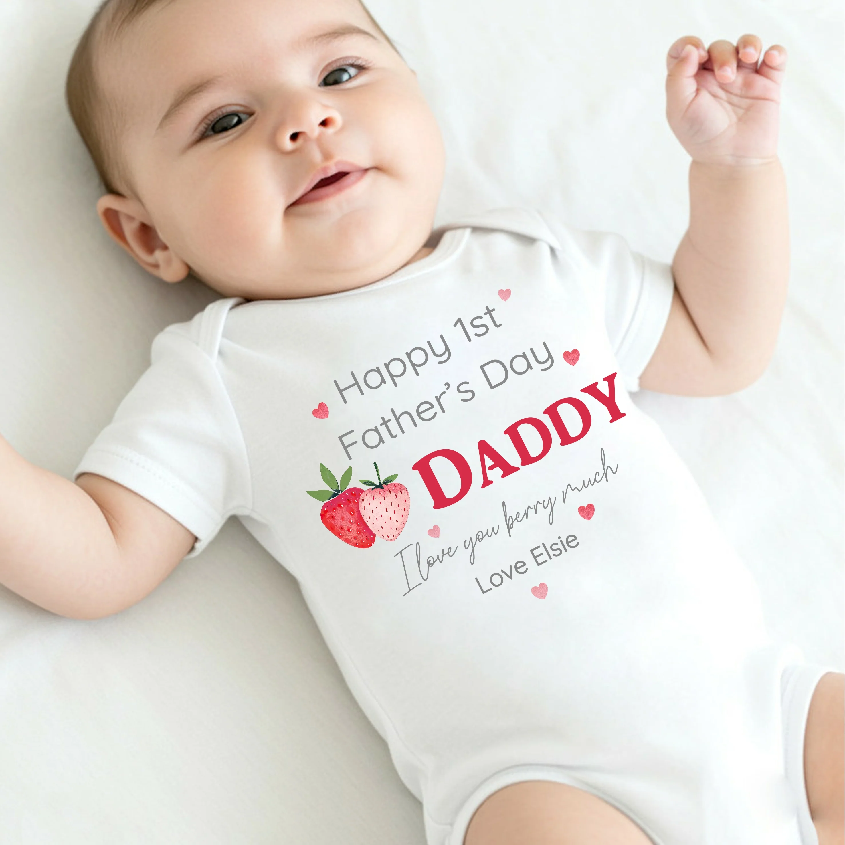 Personalised Our Berry First Father's Day Baby Grow Or Vest - Image 6