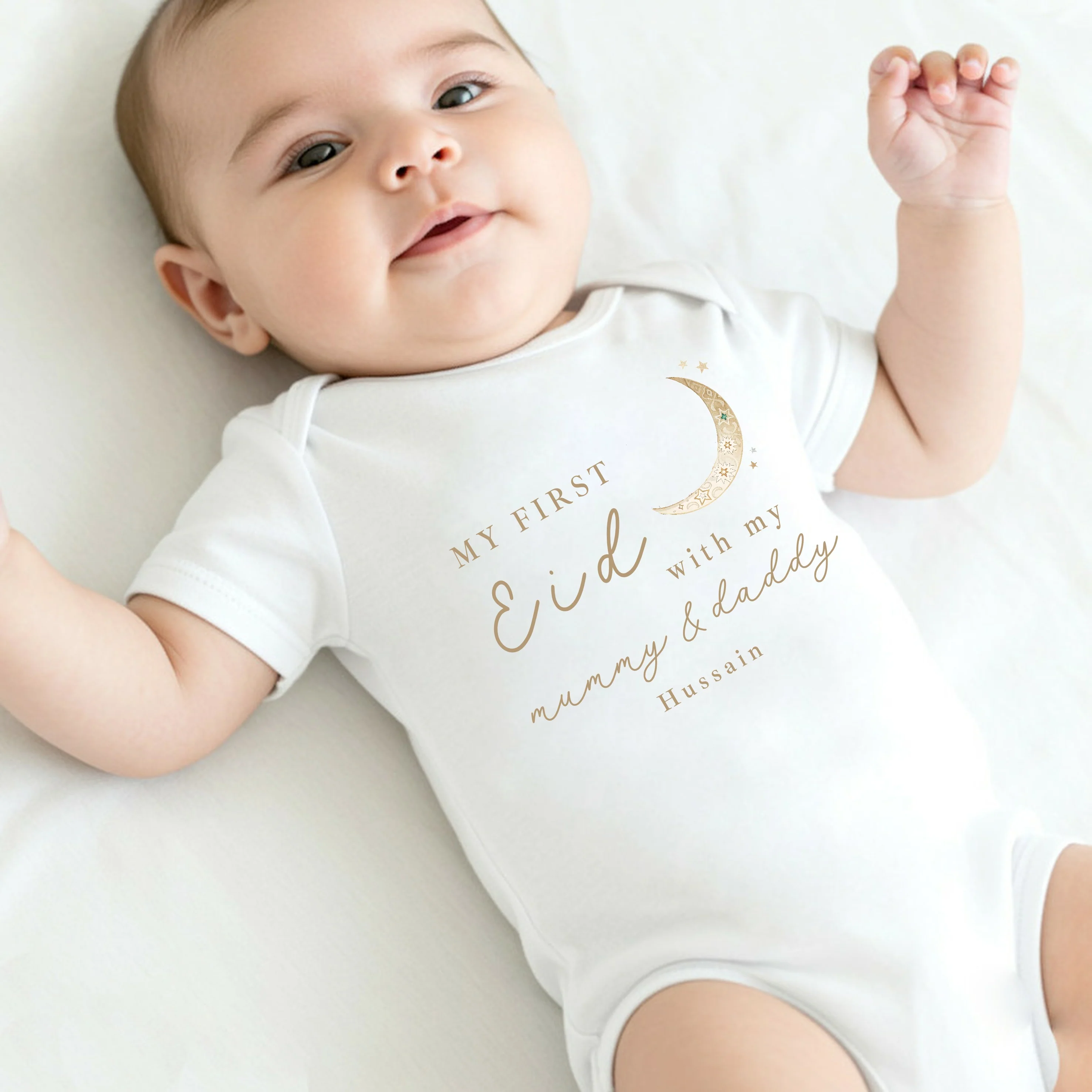 Personalised Our First Eid Baby Grow, Vest or Bib - Image 4