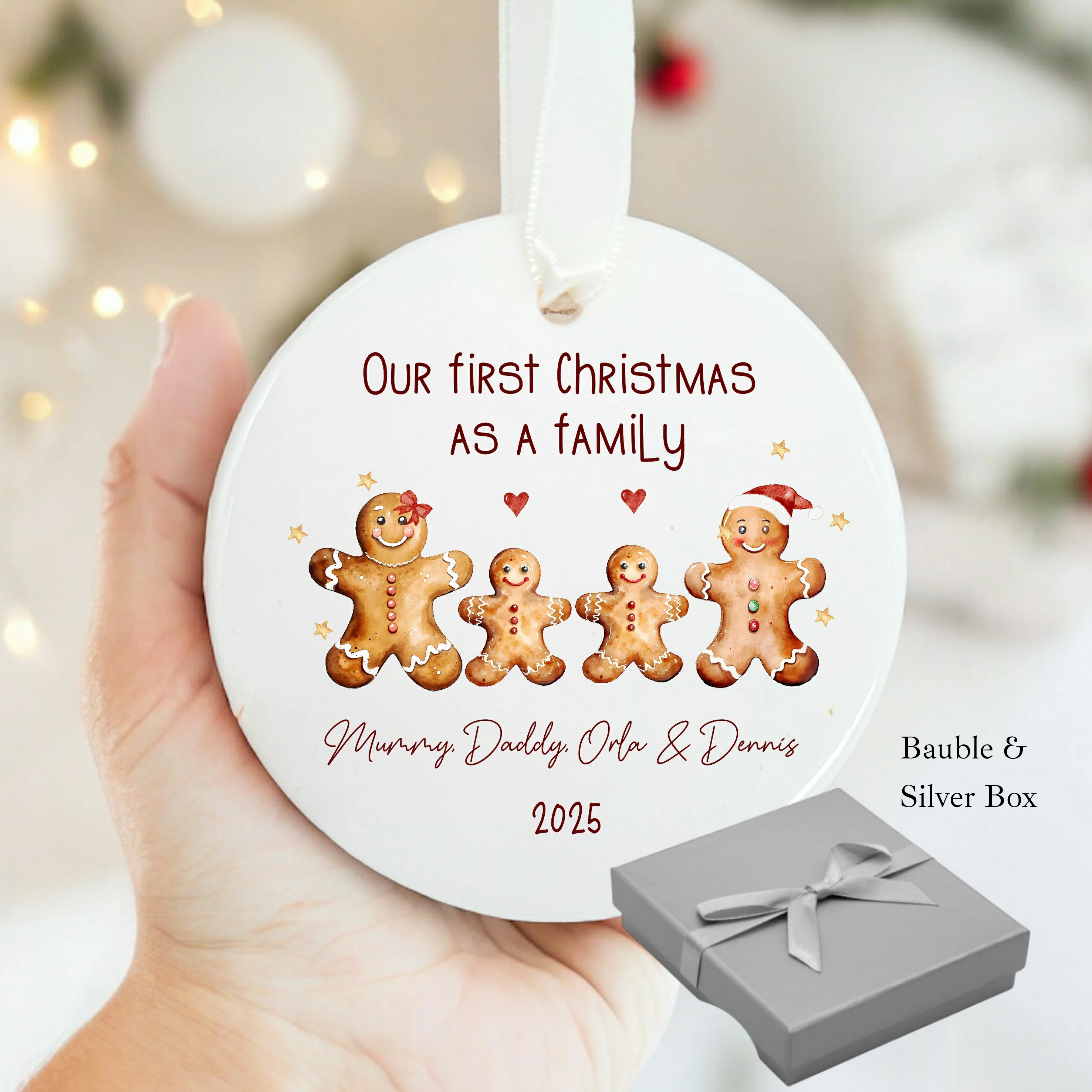 Personalised Our First Family Gingerbread Christmas Bauble - Image 6