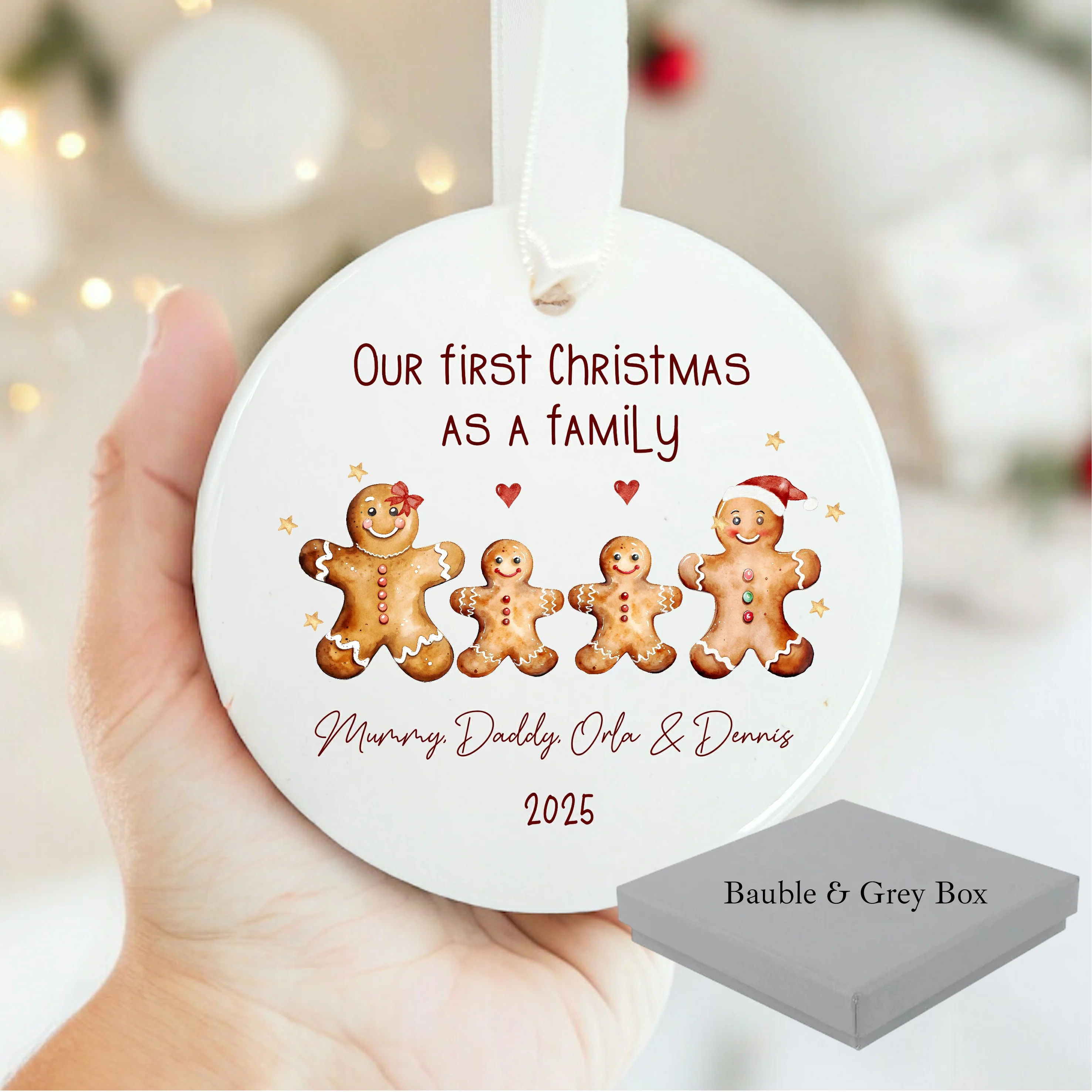 Personalised Our First Family Gingerbread Christmas Bauble - Image 8