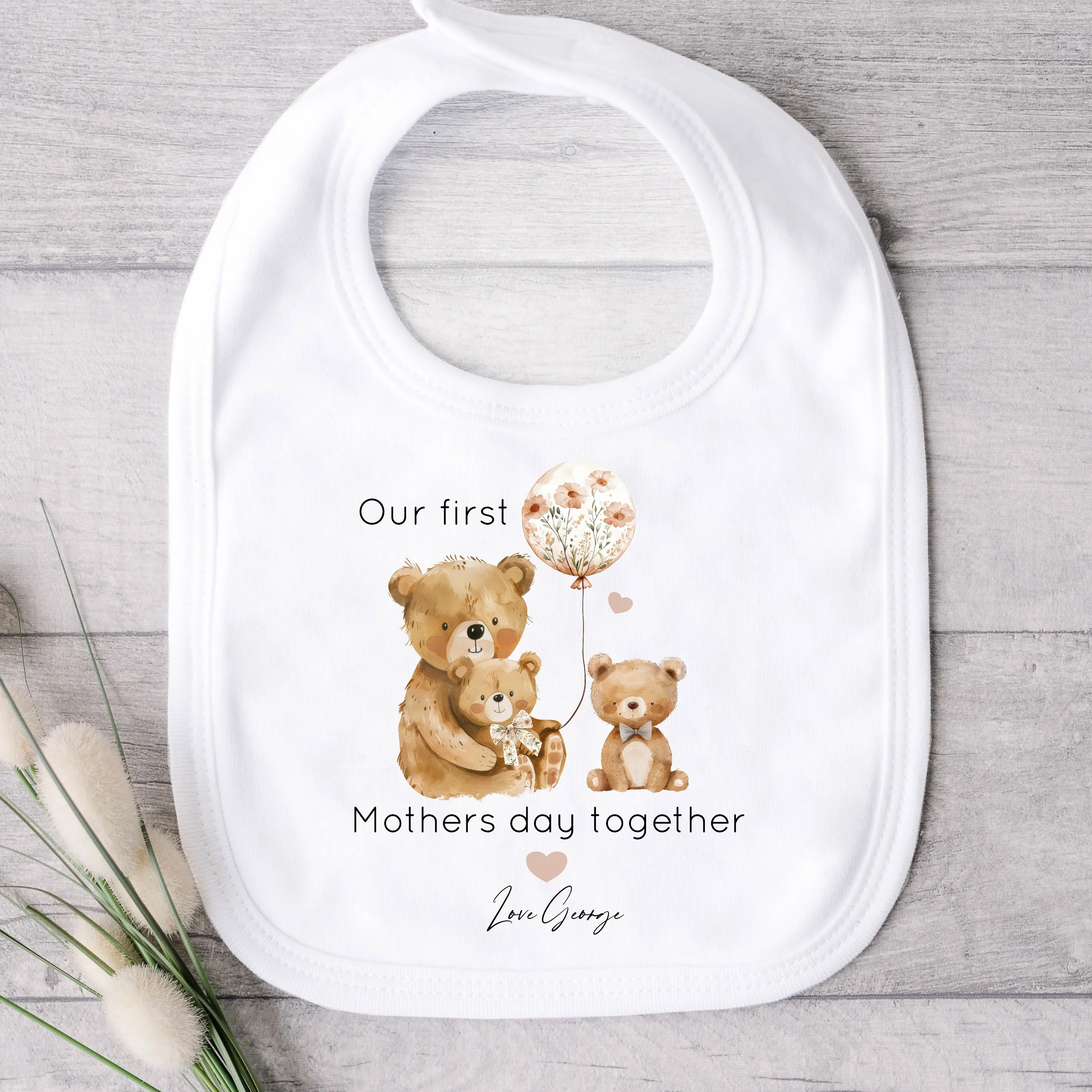 Personalised Our First Mother's Day Bear Balloons Babygrow/Vest - Image 3