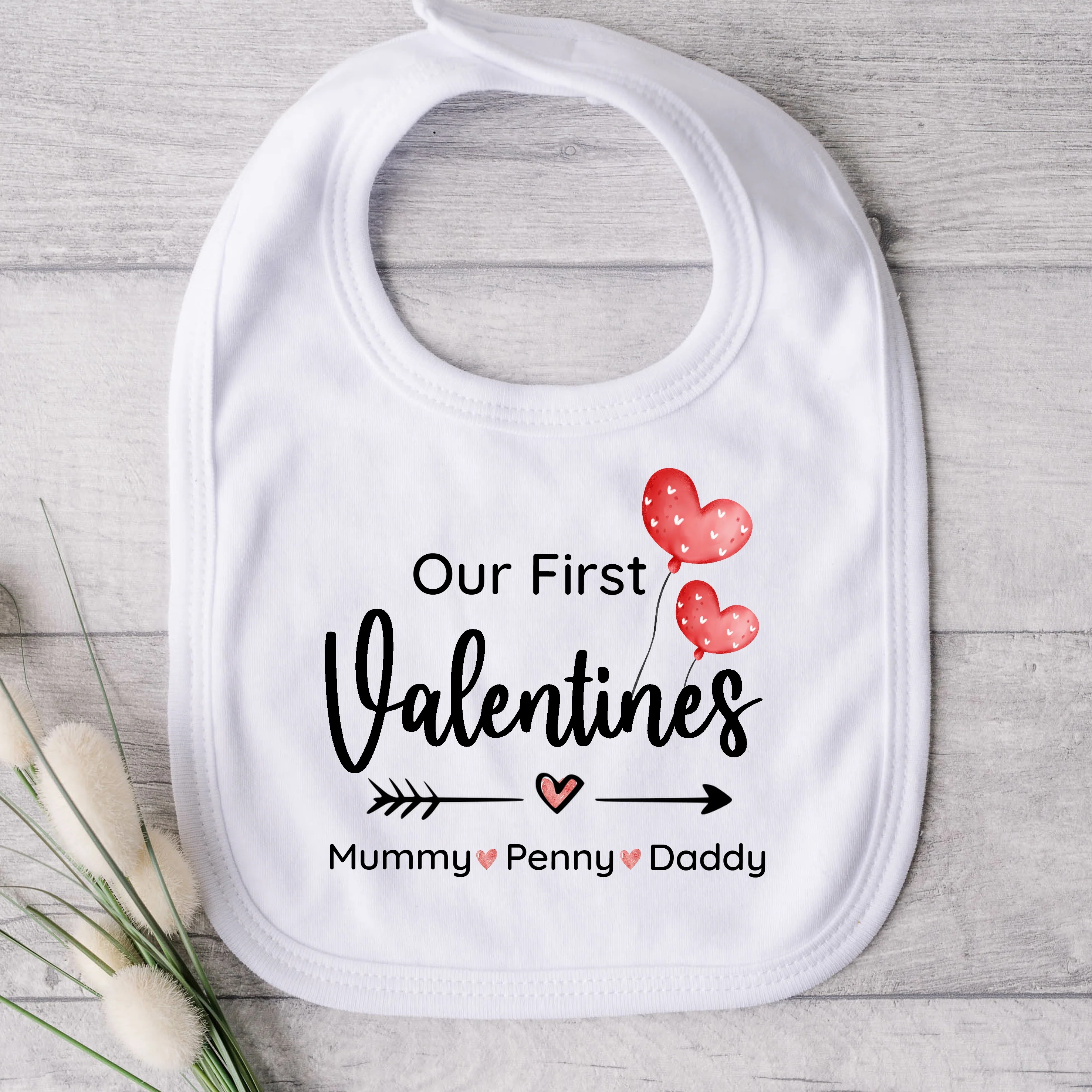 Personalised Our First Valentines As A Family Baby Grow or Vest - Image 4