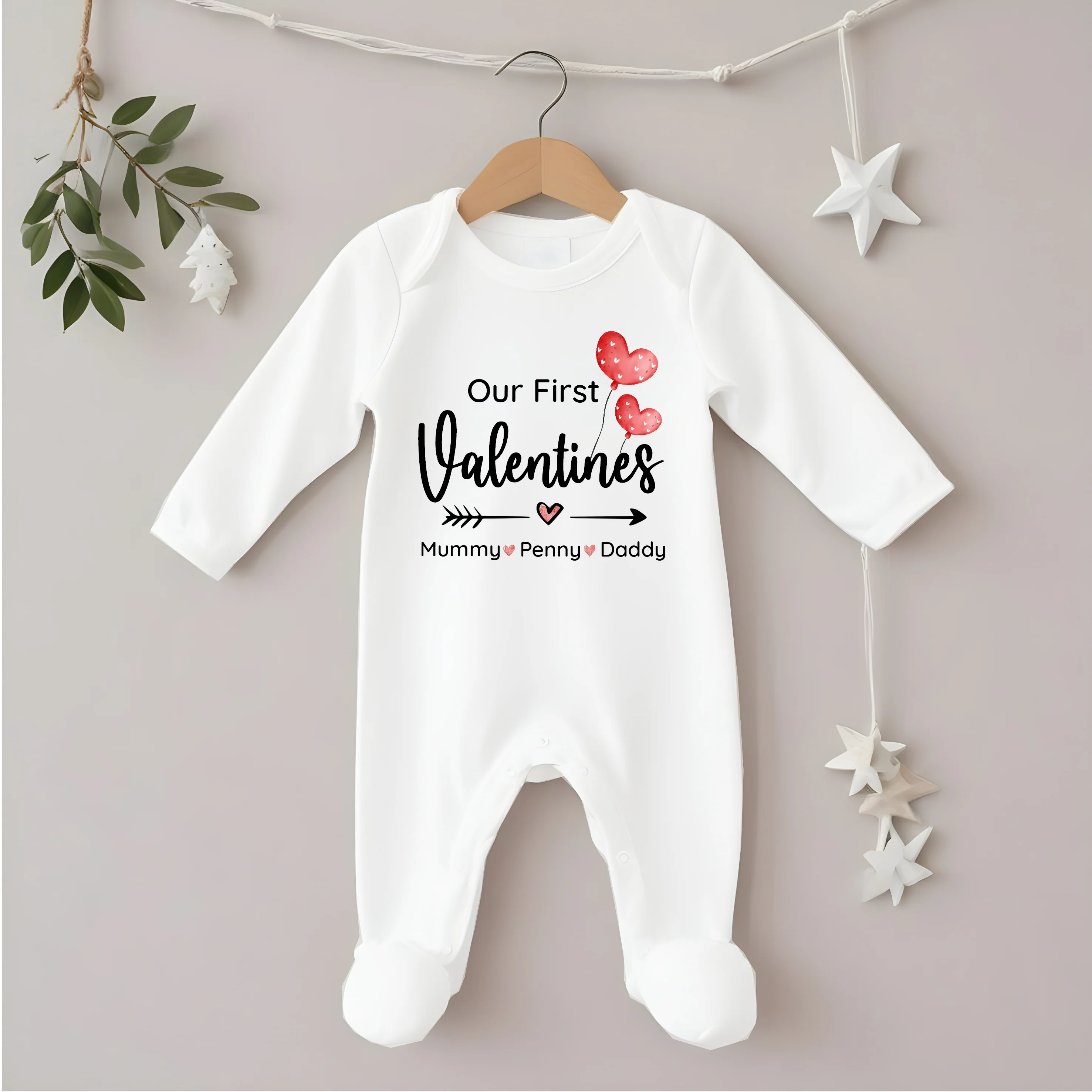 Personalised Our First Valentines As A Family Baby Grow or Vest - Image 5