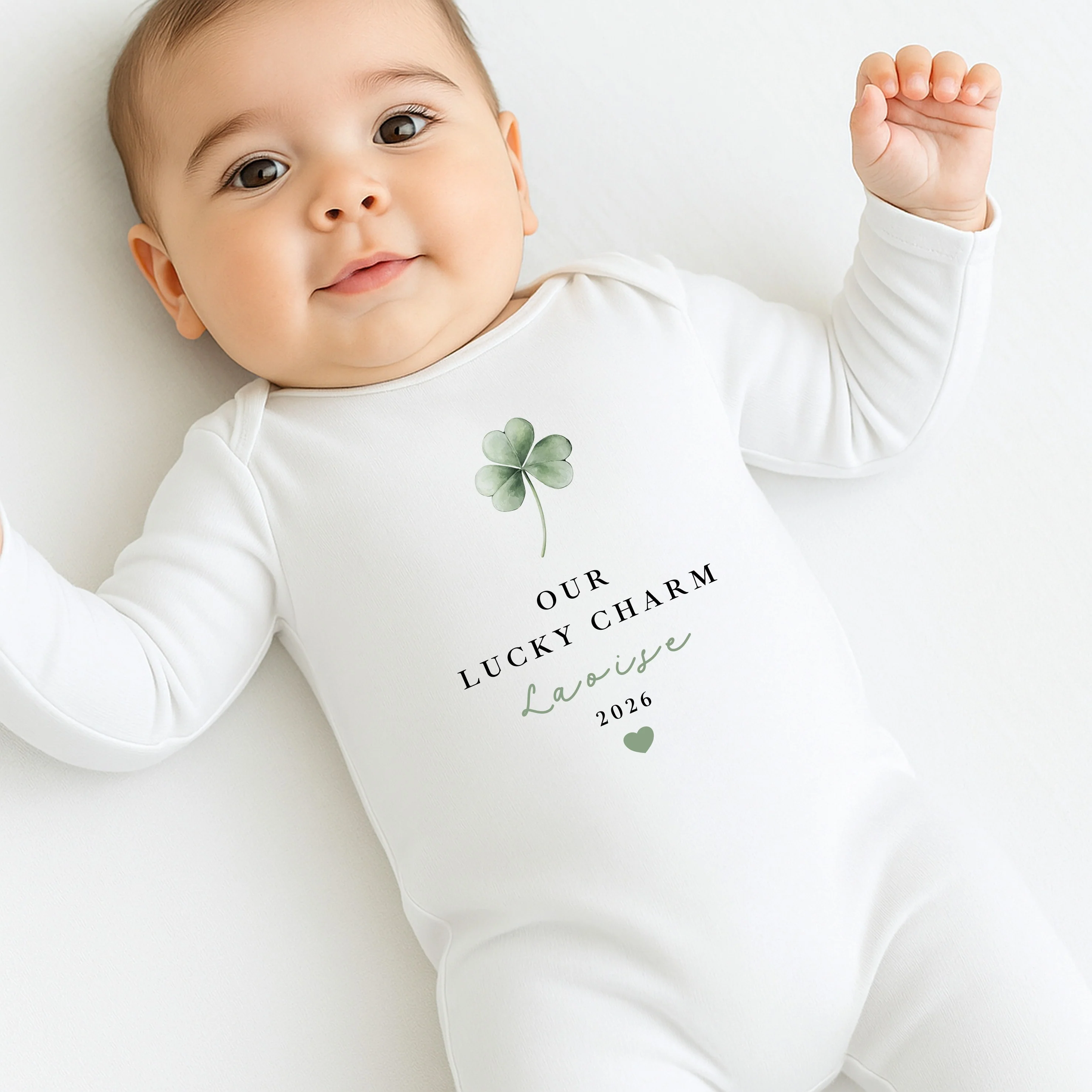 Personalised Our Lucky Charm St Patrick's Day Baby Grow, Vest or Bib - Image 5