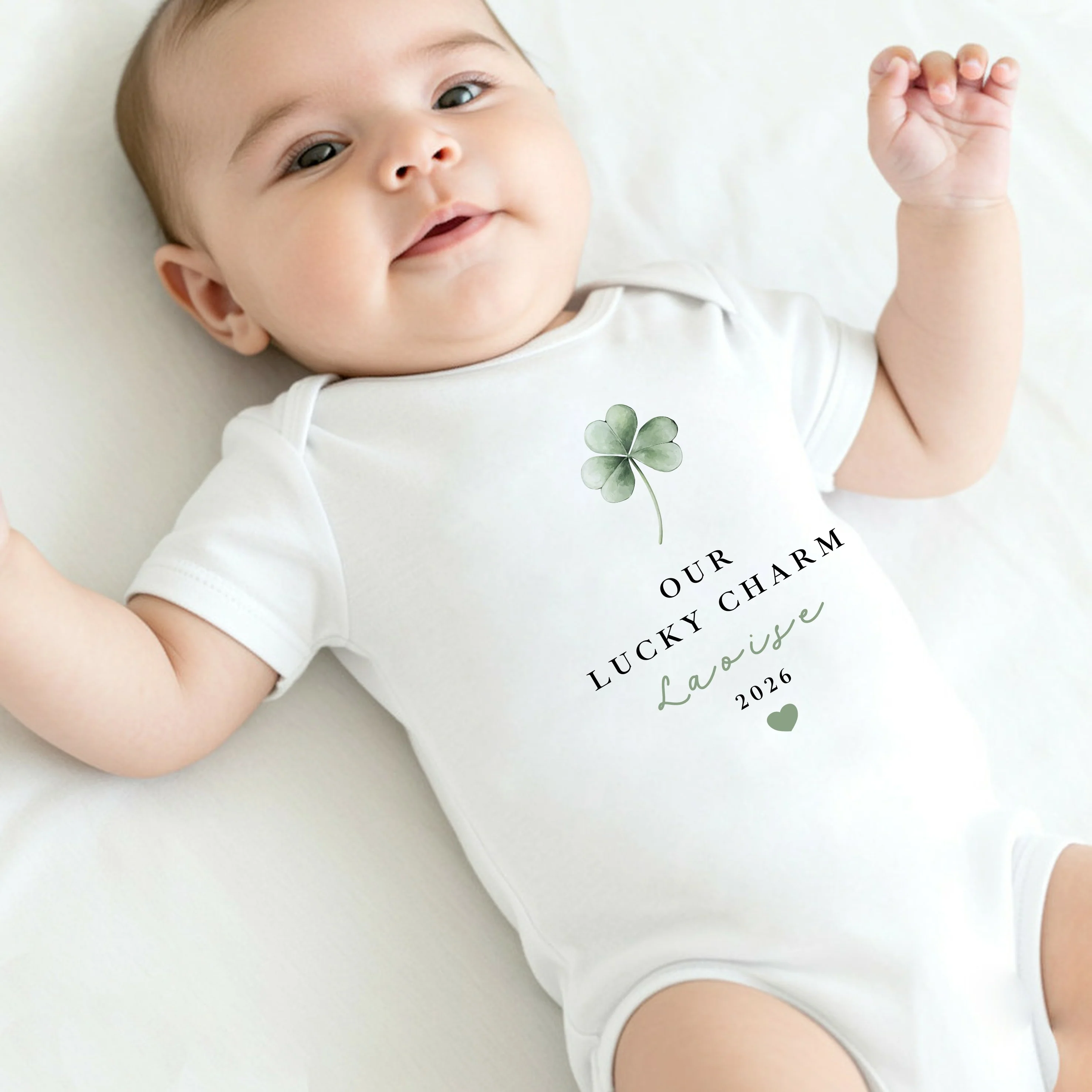 Personalised Our Lucky Charm St Patrick's Day Baby Grow, Vest or Bib - Image 6