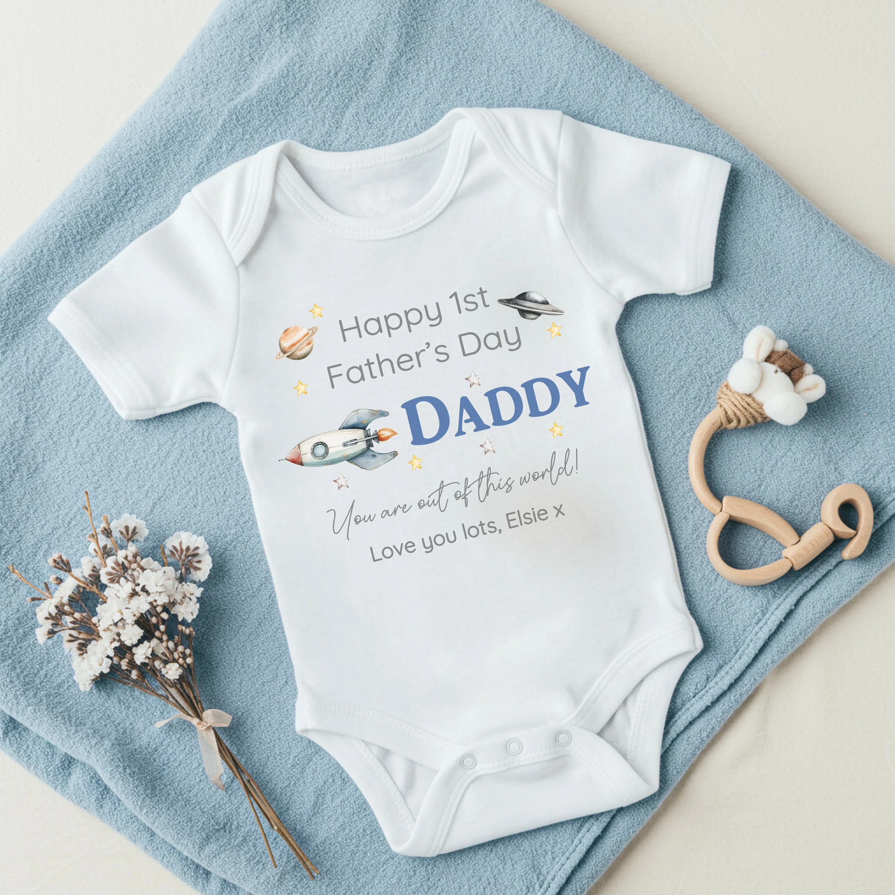 Personalised Out Of This World Father's Day Baby Grow or Vest - Image 2