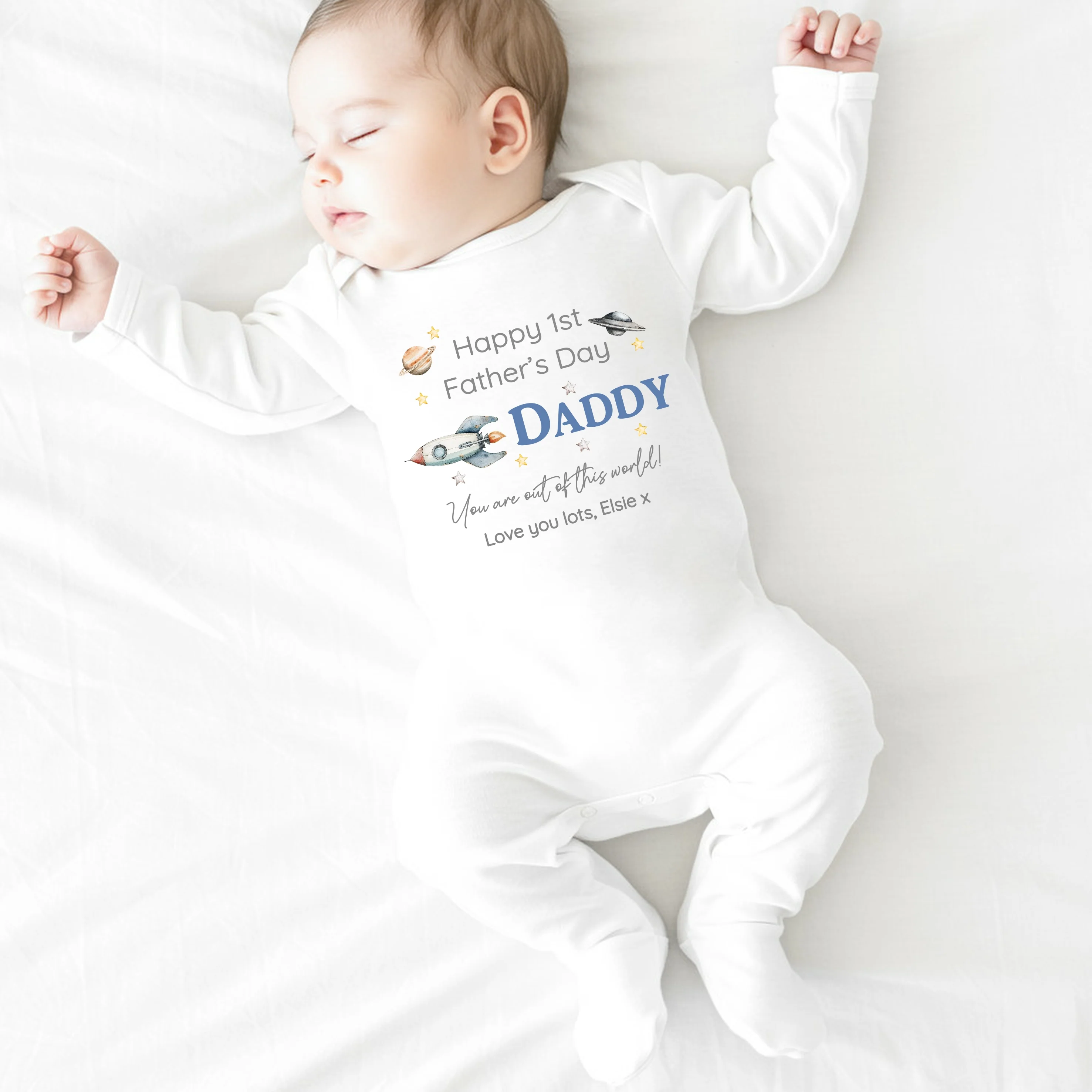 Personalised Out Of This World Father's Day Baby Grow or Vest - Image 4