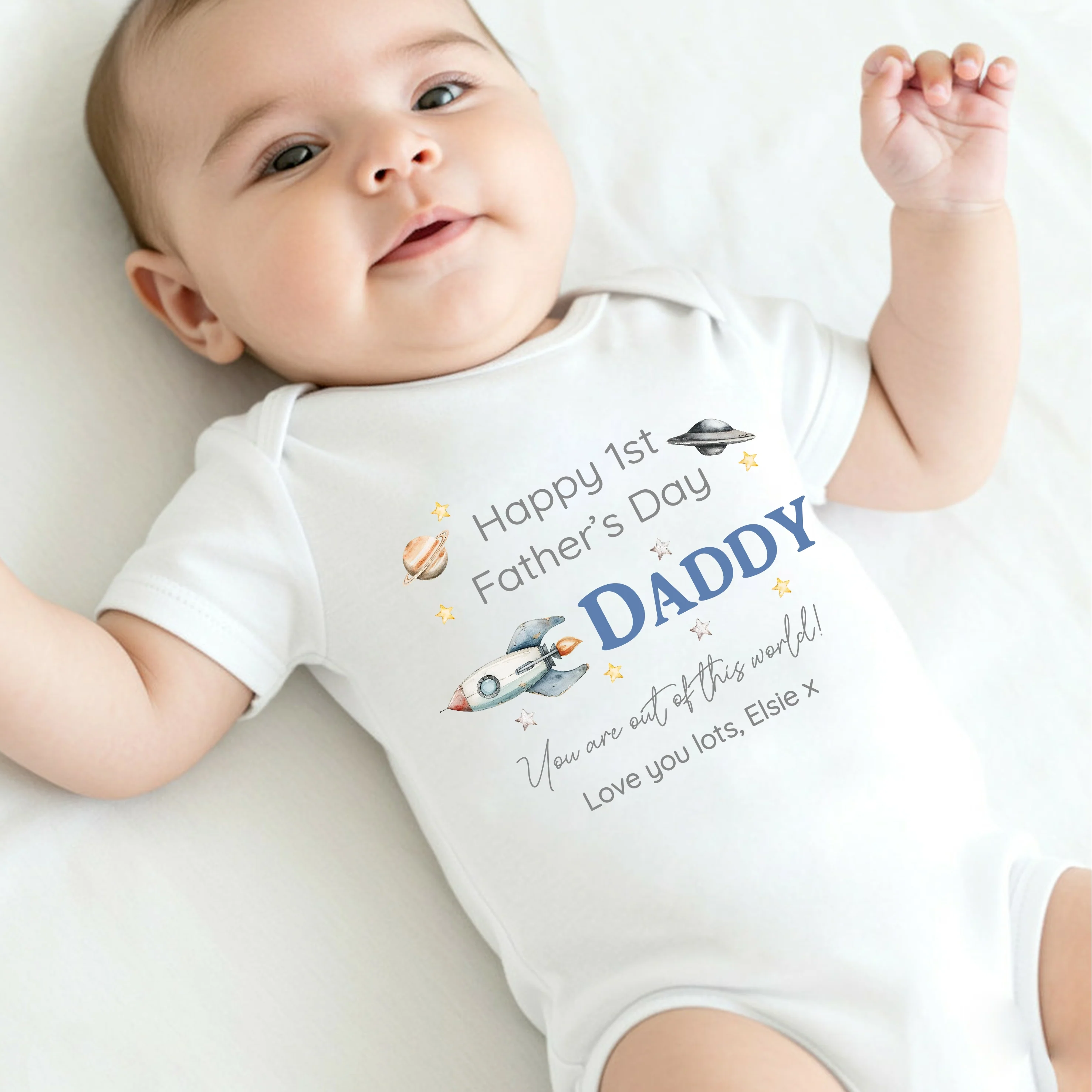 Personalised Out Of This World Father's Day Baby Grow or Vest - Image 5