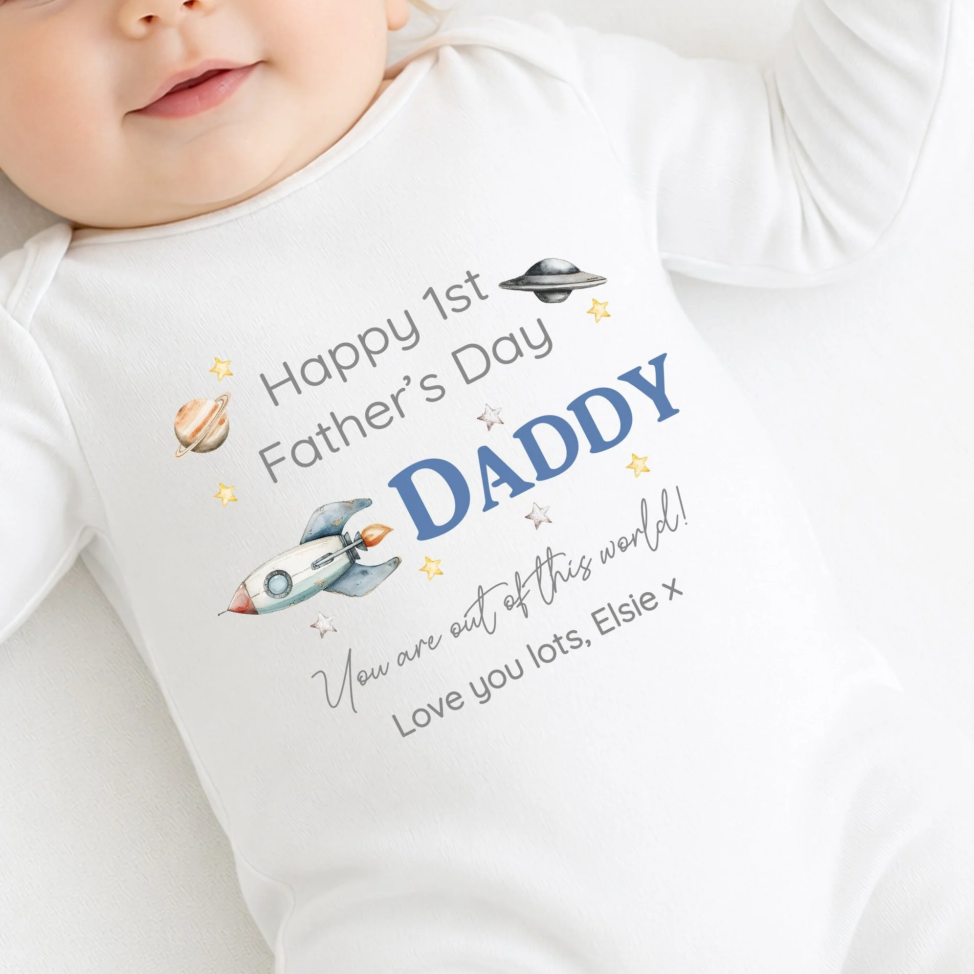 Personalised Out Of This World Father's Day Baby Grow or Vest - Image 6