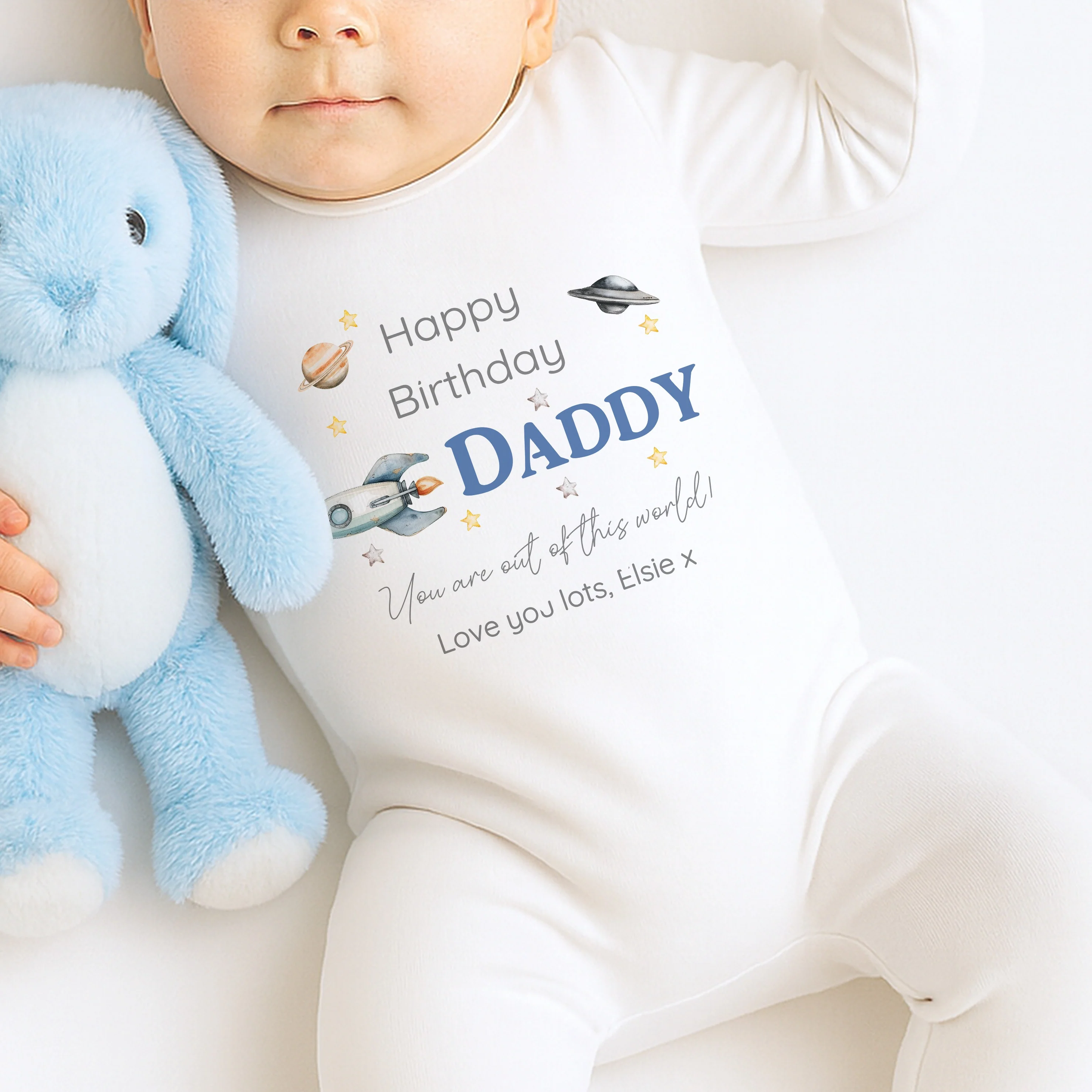 Personalised Out Of This World Happy Birthday Daddy Baby Grow or Vest - Image 6
