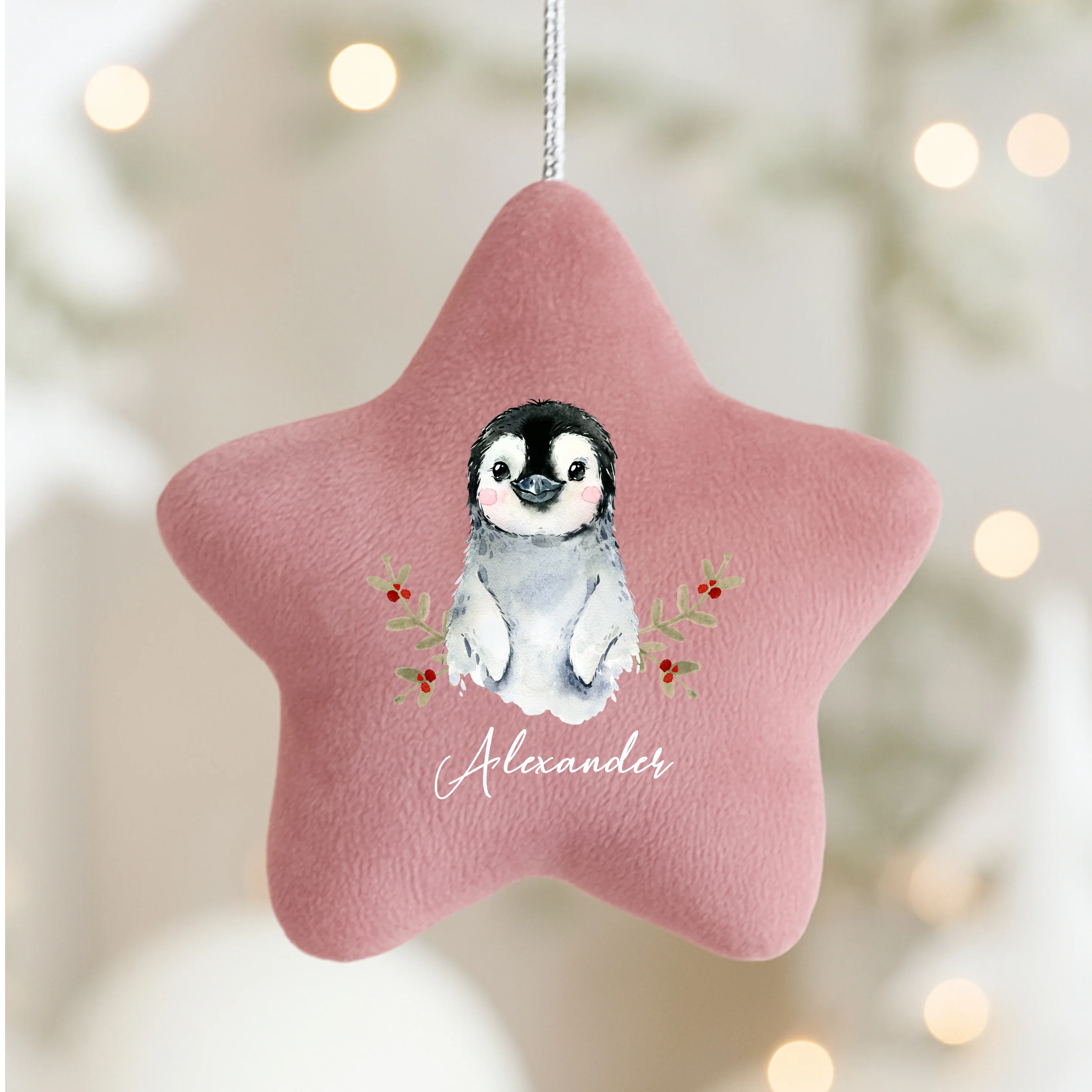 Personalised Penguin Star Christmas Ornament - Image 3