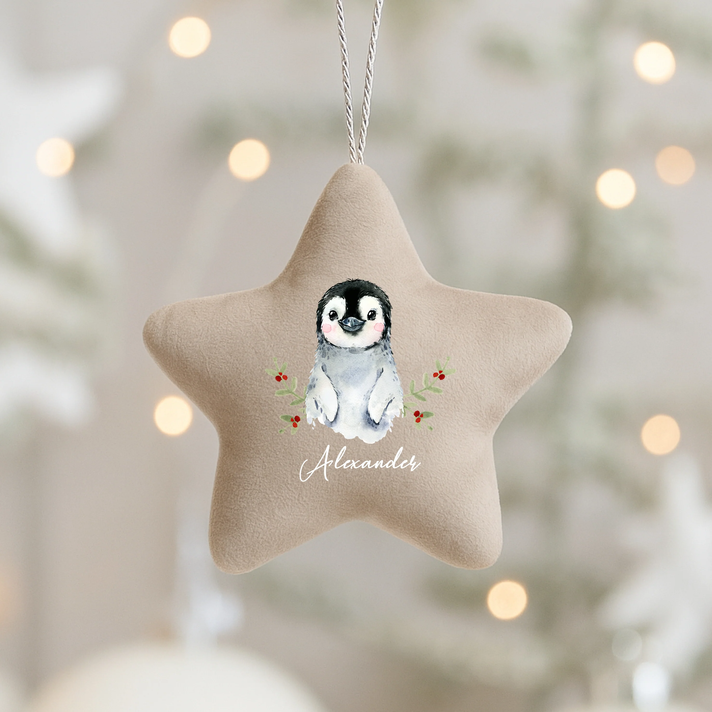 Personalised Penguin Star Christmas Ornament - Image 4