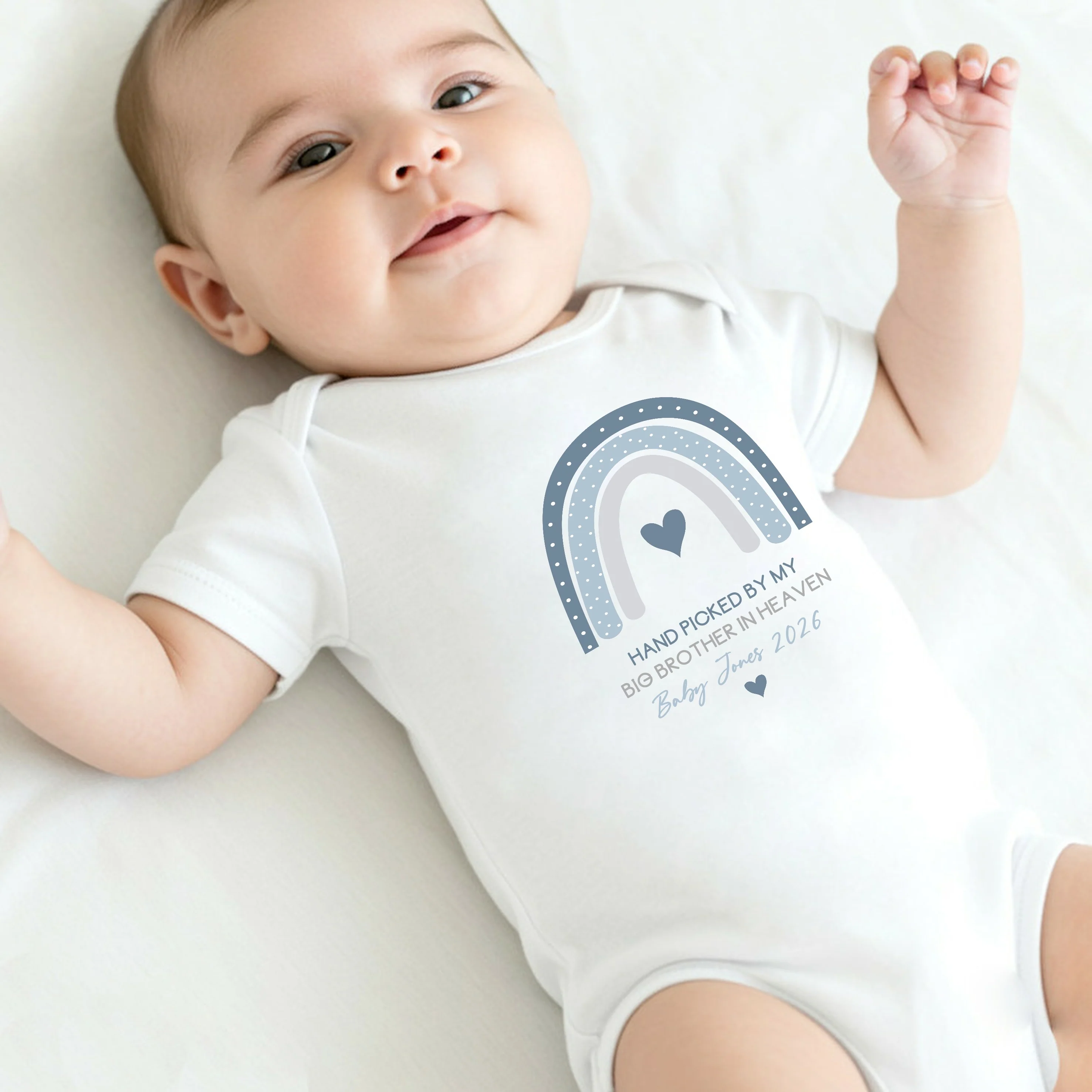 Personalised Picked From Heaven Blue Rainbow Announcement Vest - Image 2