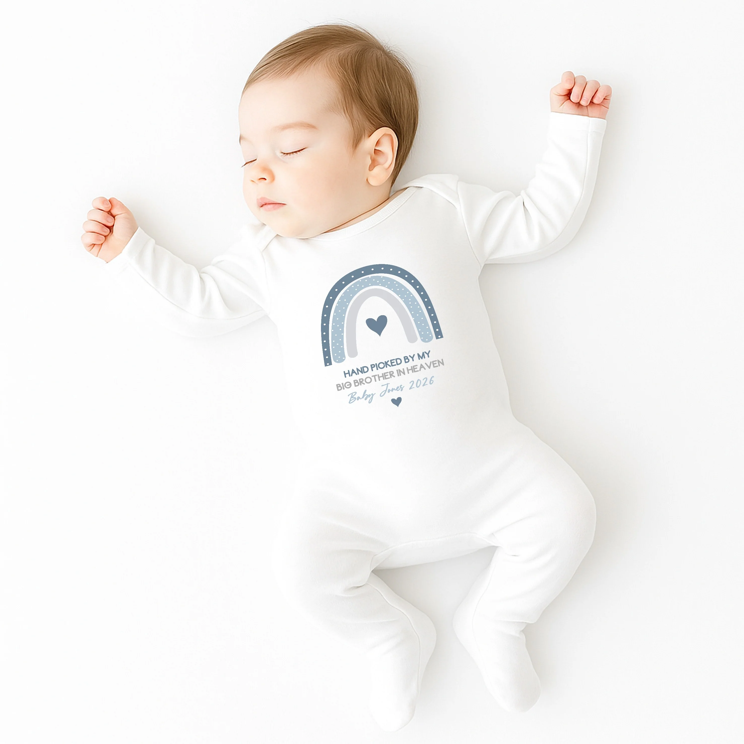 Personalised Picked From Heaven Blue Rainbow Announcement Vest - Image 3
