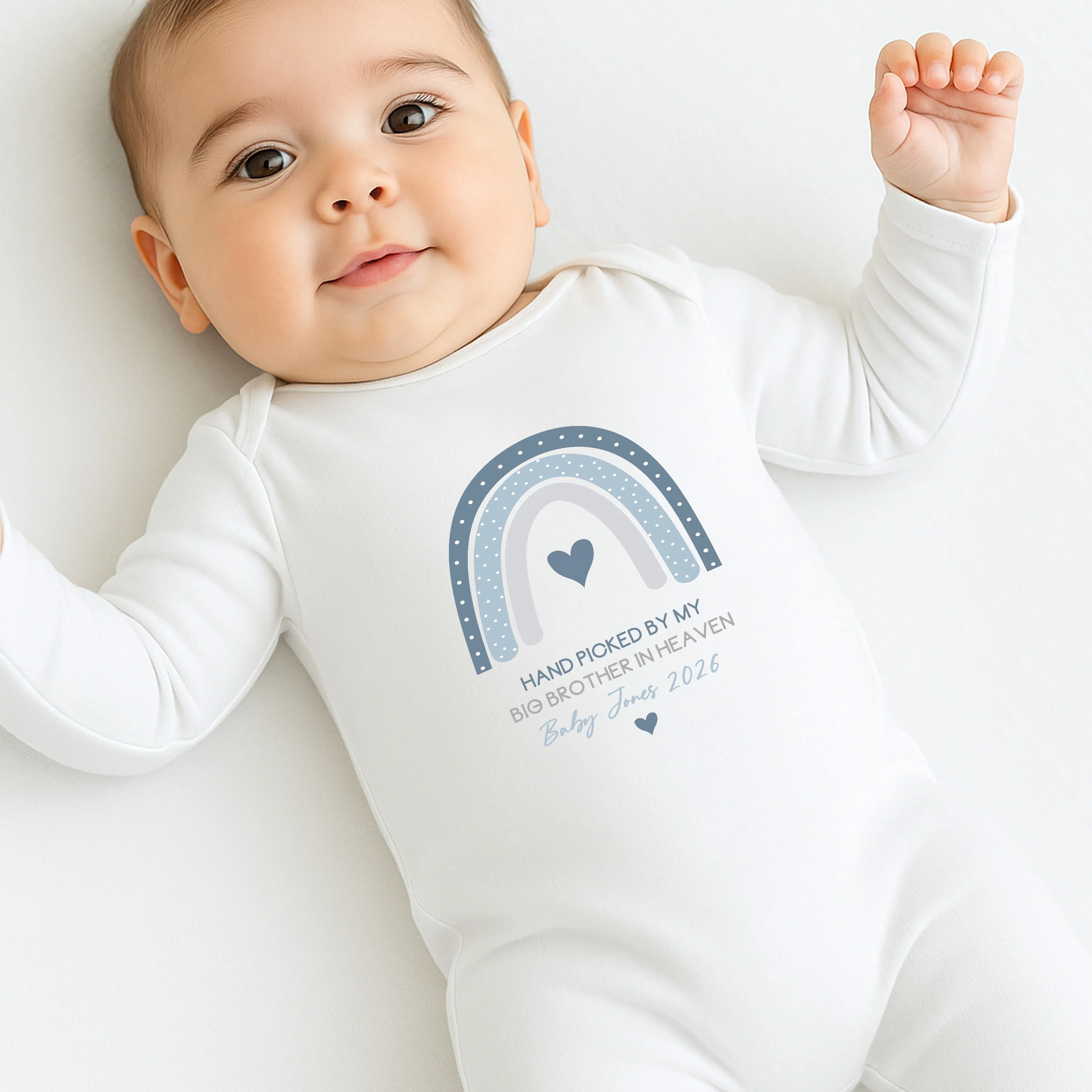 Personalised Picked From Heaven Blue Rainbow Announcement Vest - Image 4