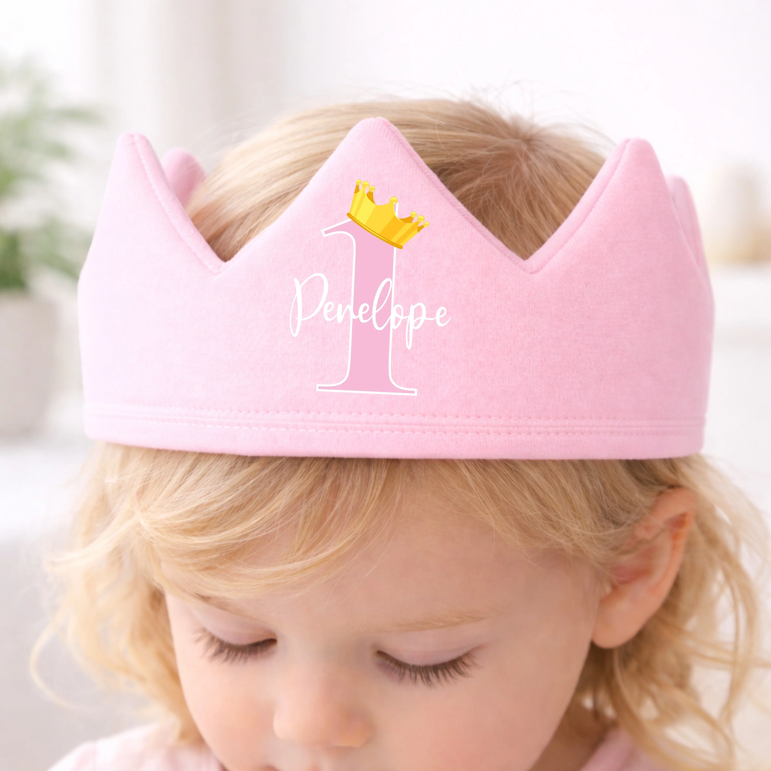 Personalised Pink And Gold First Birthday Crown - Image 2