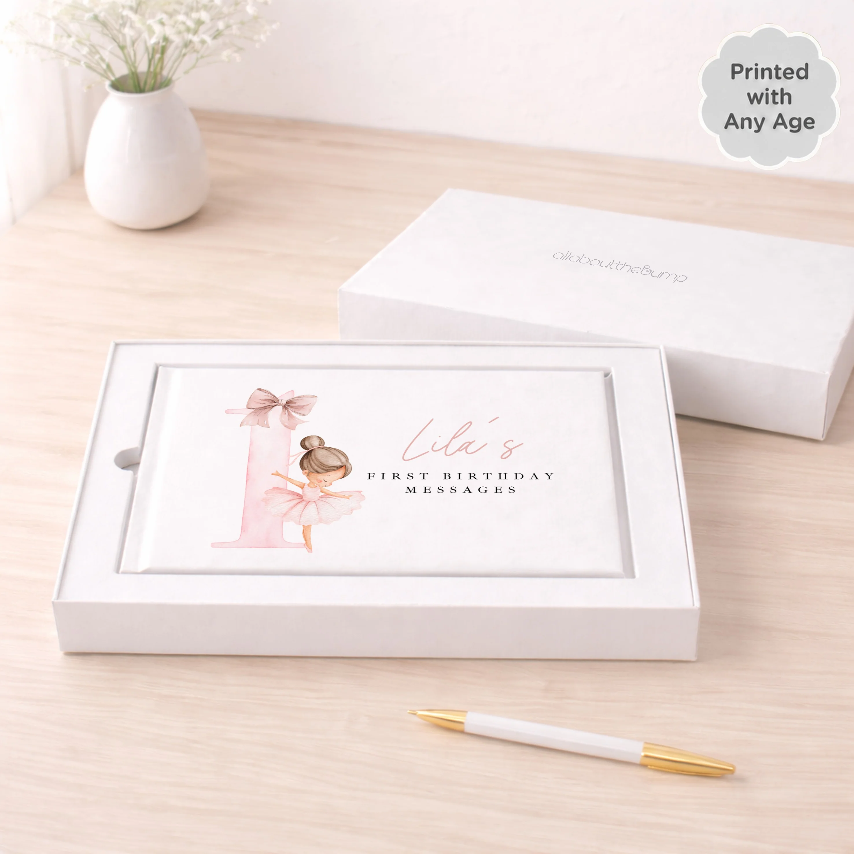 Personalised Pink Ballerina Any Age Birthday Guest Book
