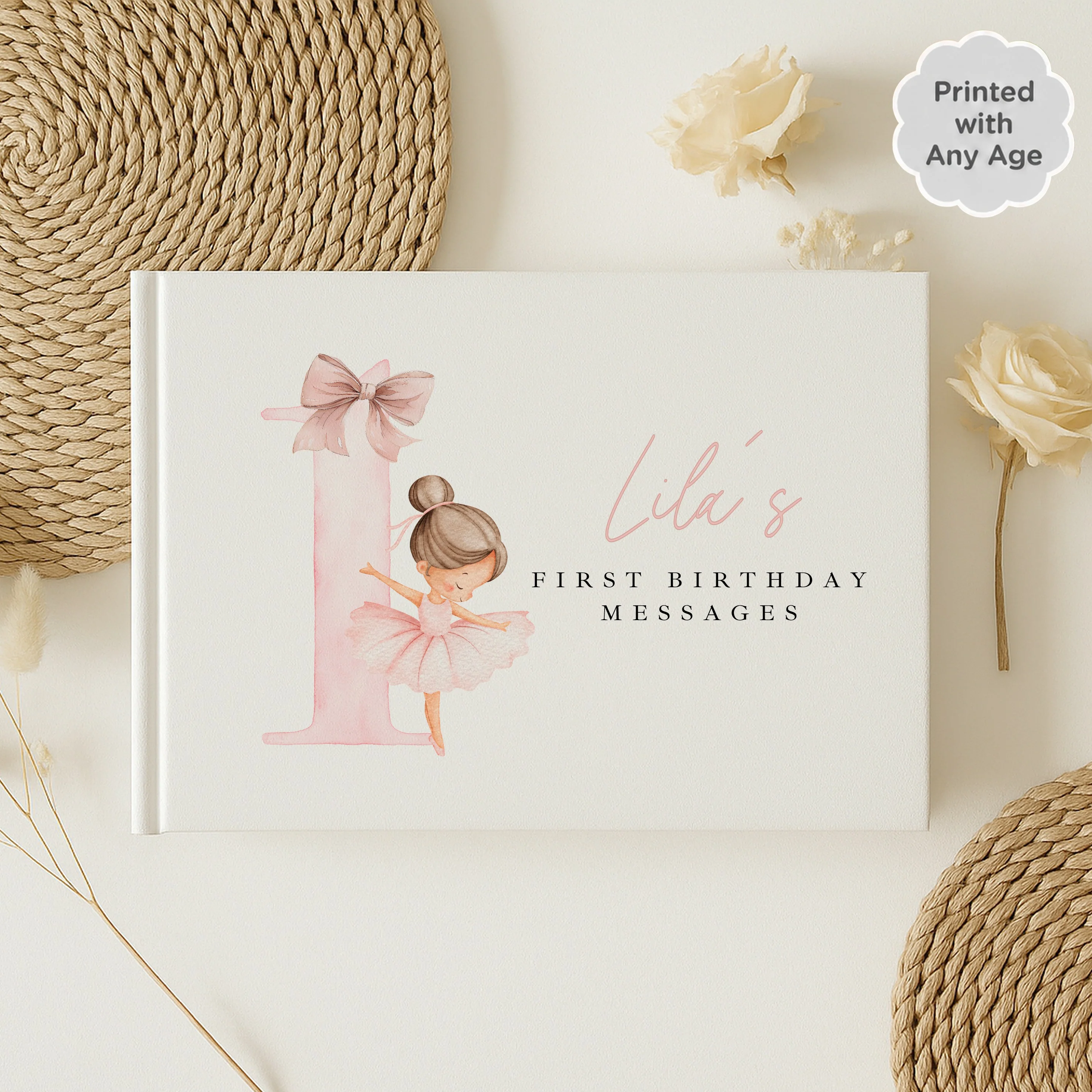 Personalised Pink Ballerina Any Age Birthday Guest Book - Image 3