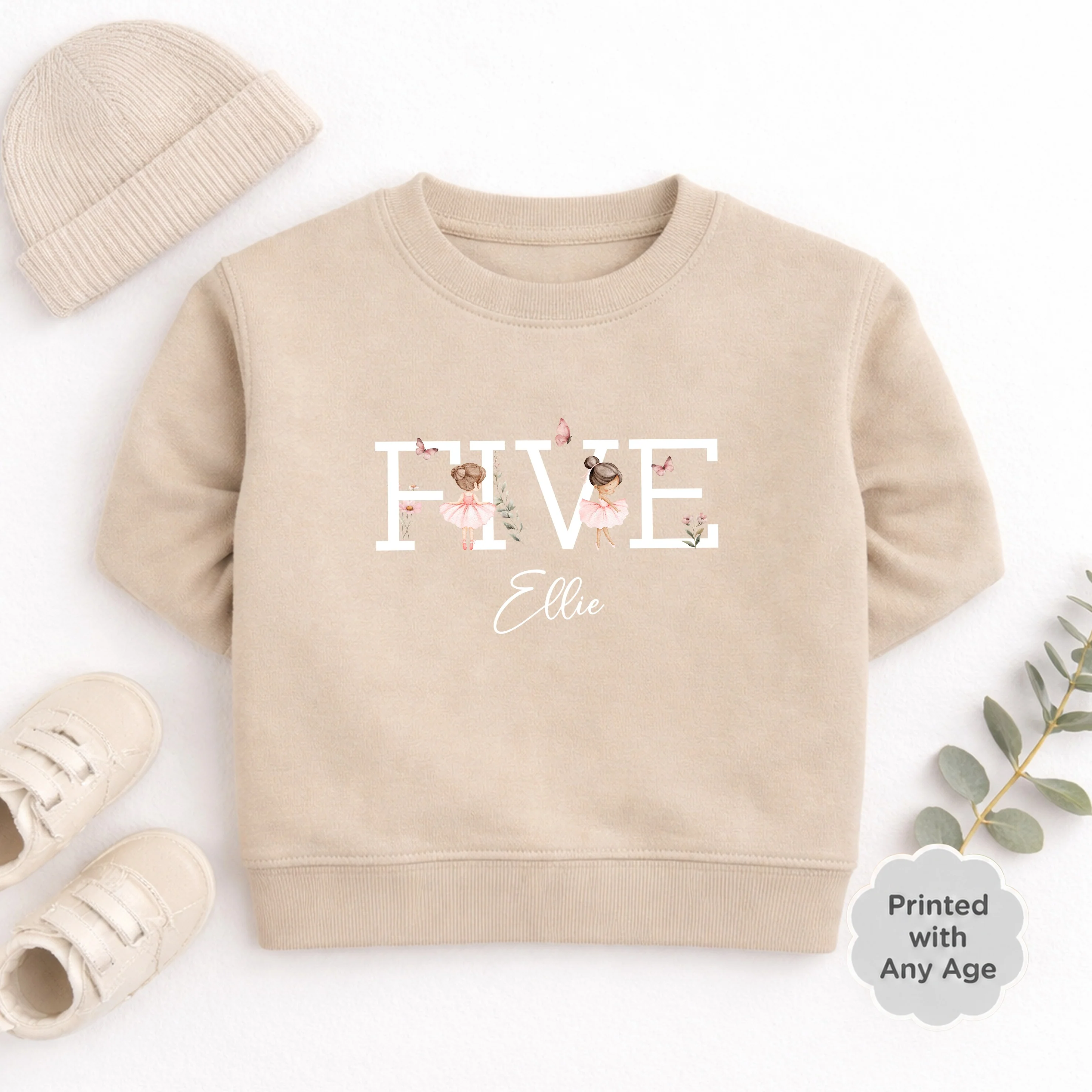 Personalised Pink Ballerina Any Age Birthday Jumper - Image 2