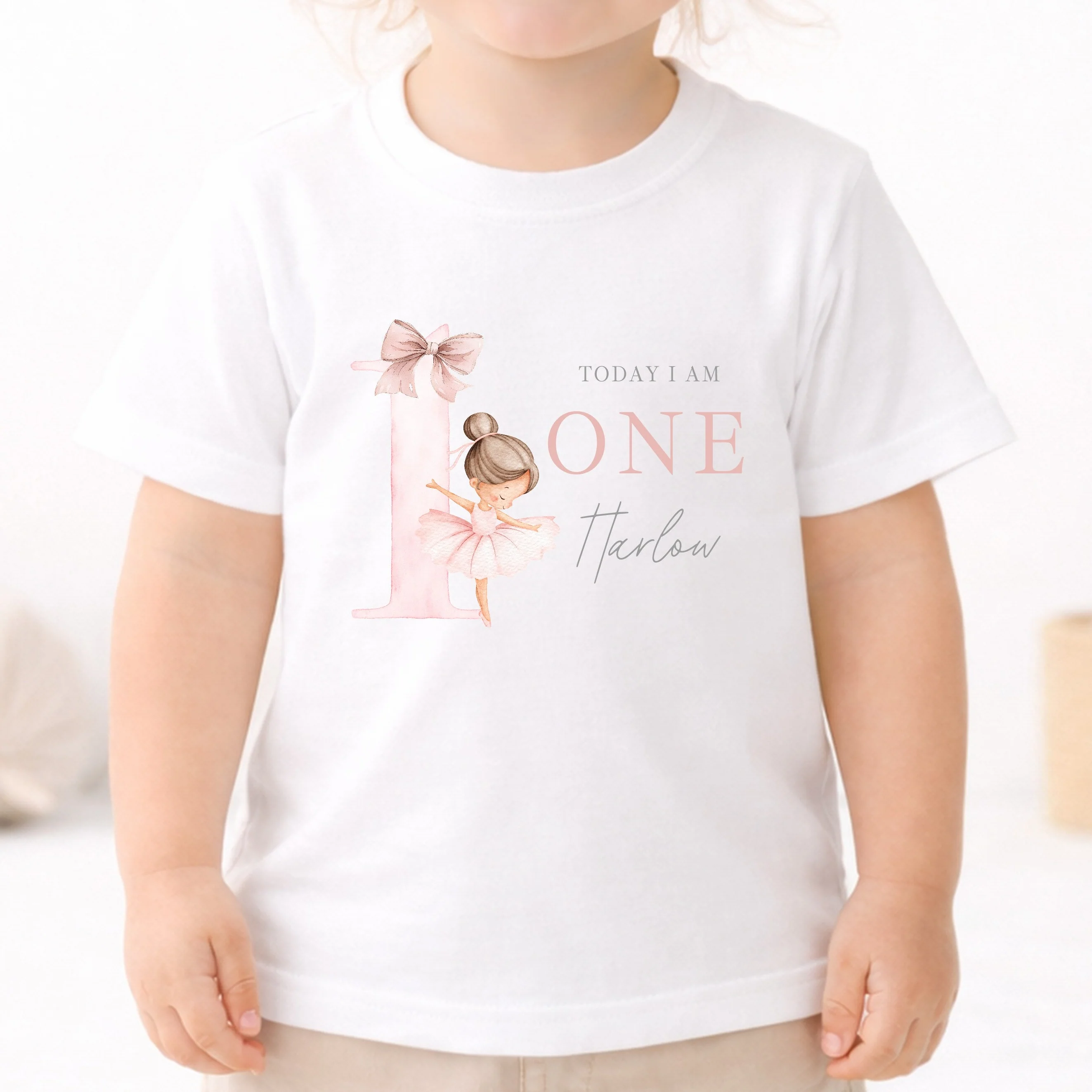 Personalised Pink Ballerina Any Age Birthday T-Shirt - Image 2
