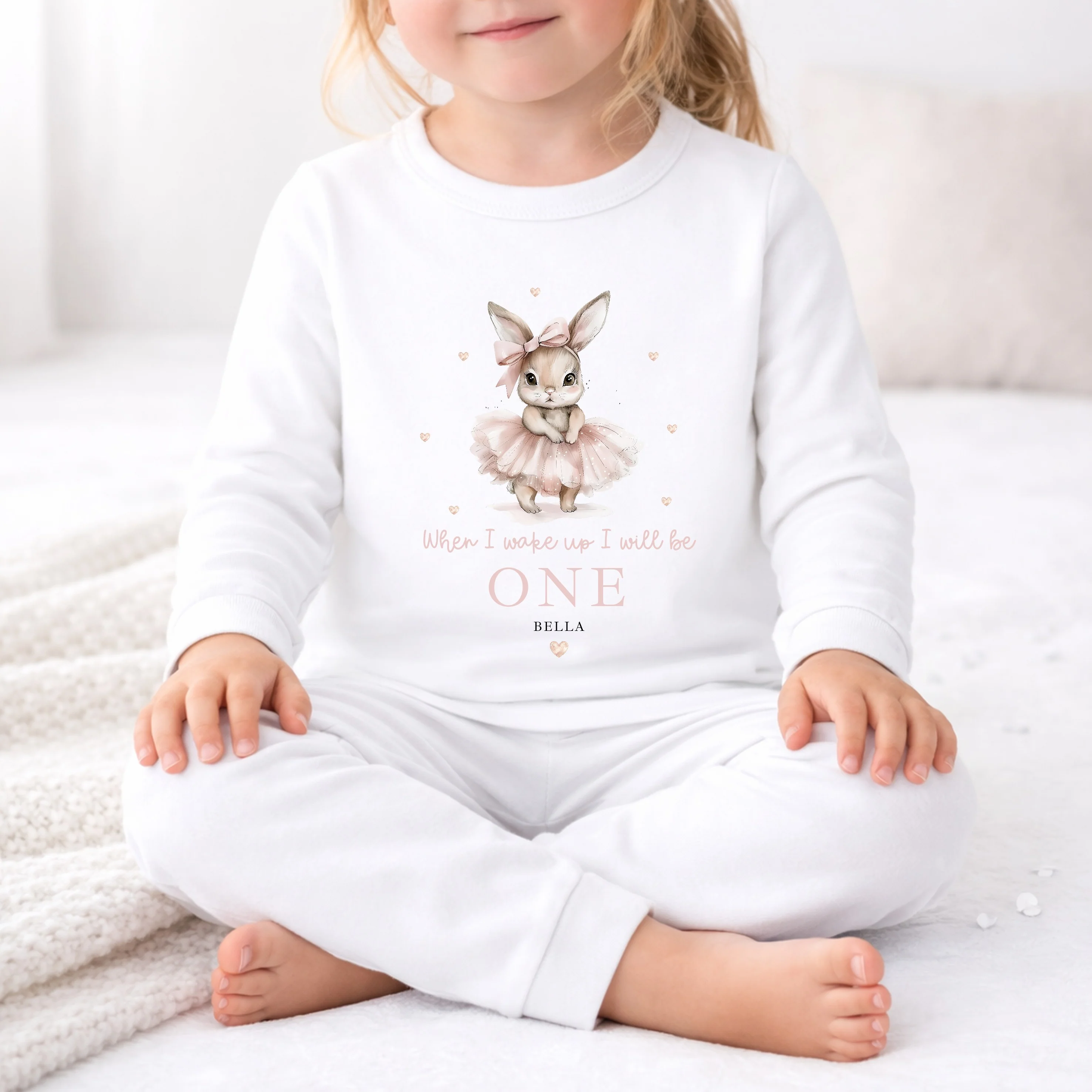 Personalised Pink Ballerina Bunny First Birthday Pyjamas