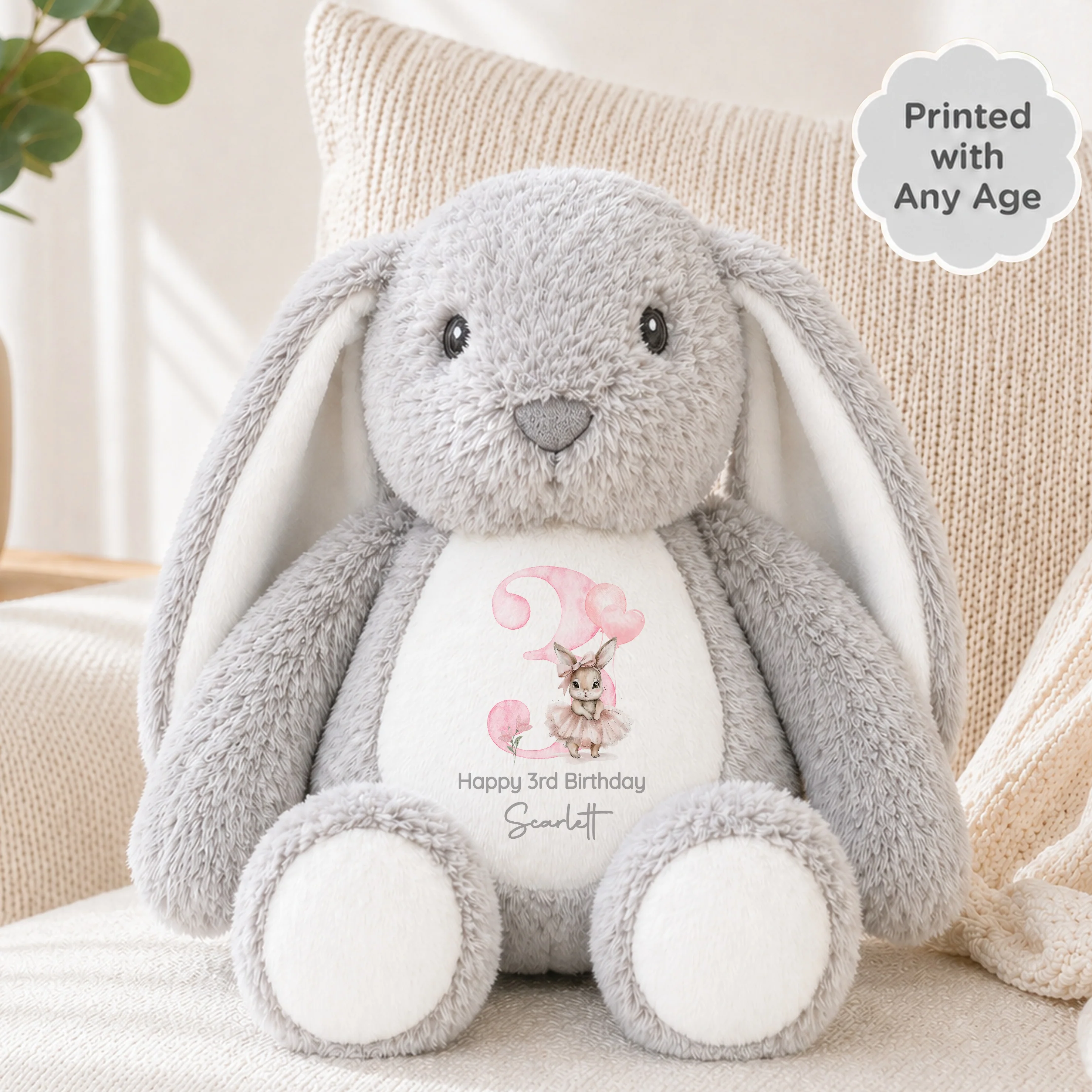 Personalised Pink Ballerina Bunny Any Age Birthday Rabbit - Image 2