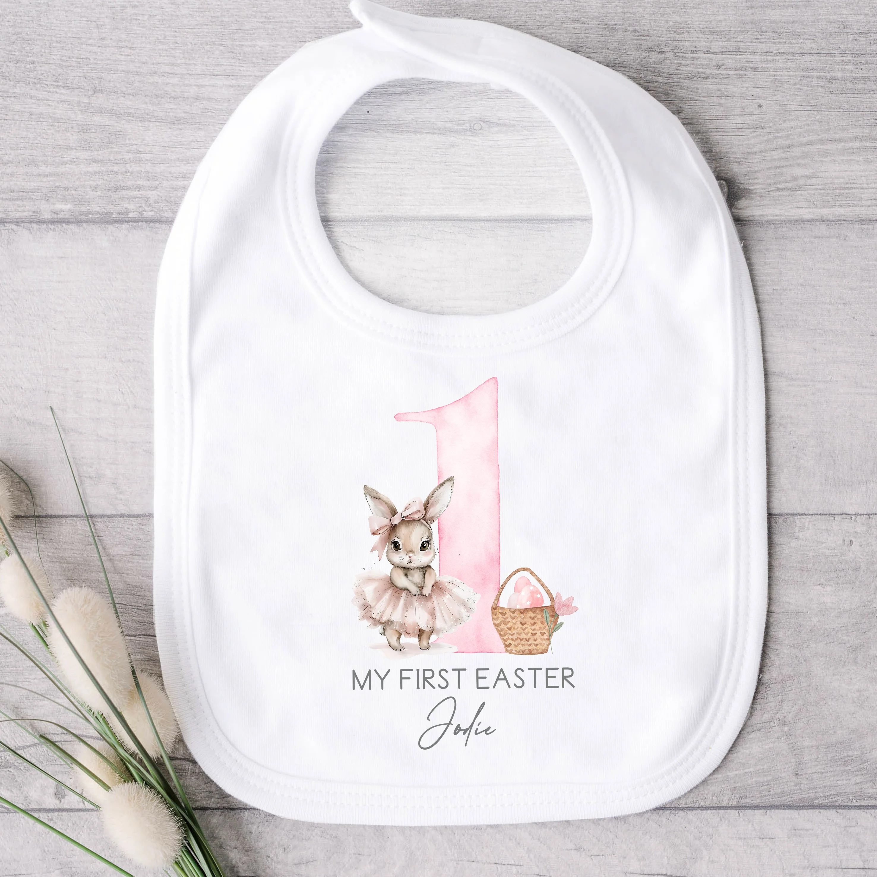 Personalised Pink Ballerina Bunny My First Easter Baby Grow, Vest or Bib - Image 3
