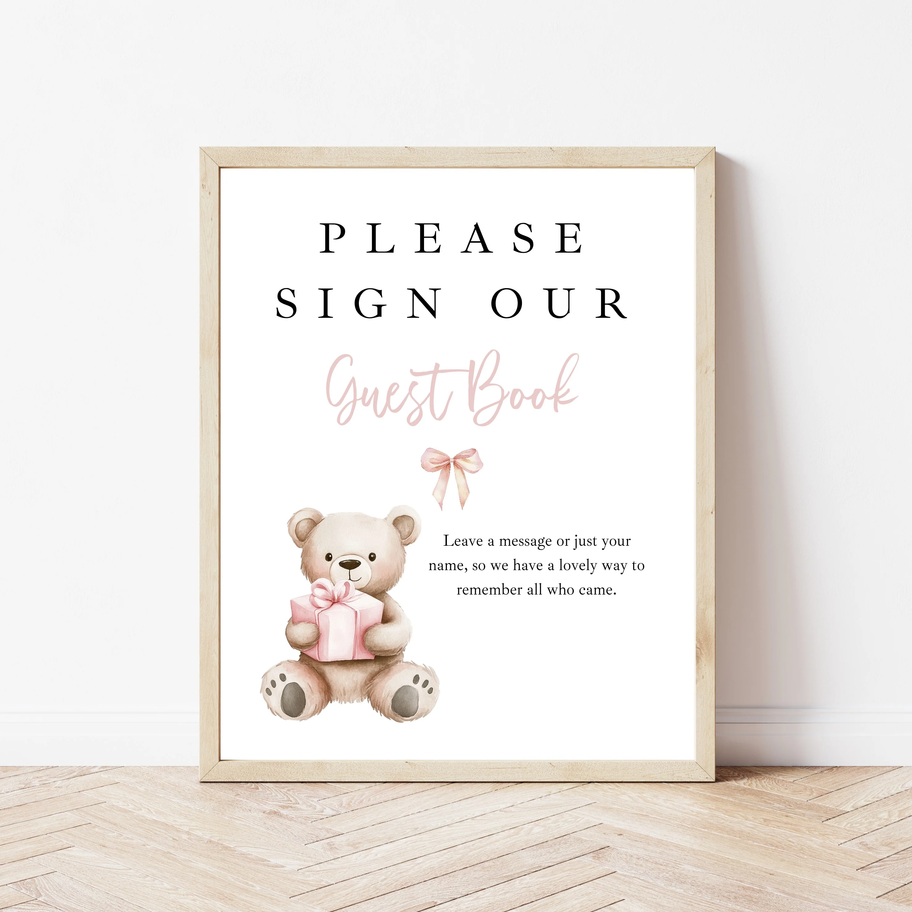 Personalised Pink Bear First Birthday Guest Book - Image 4