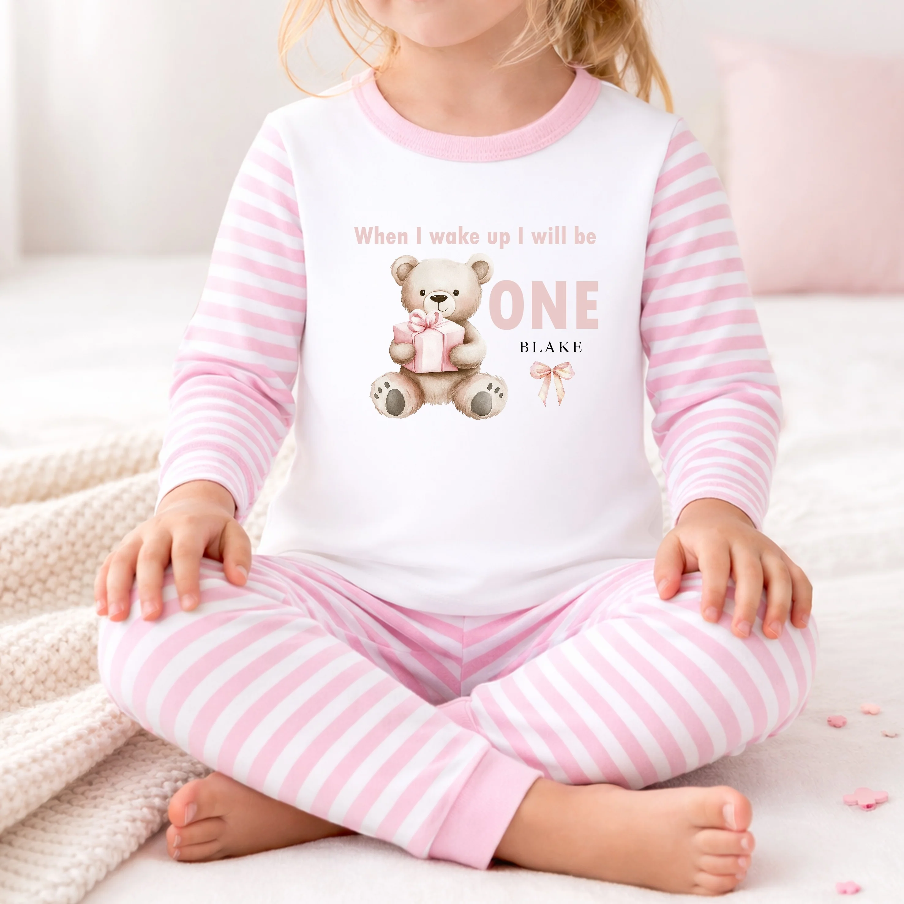 Personalised Pink Bear First Birthday Pyjamas - Image 6