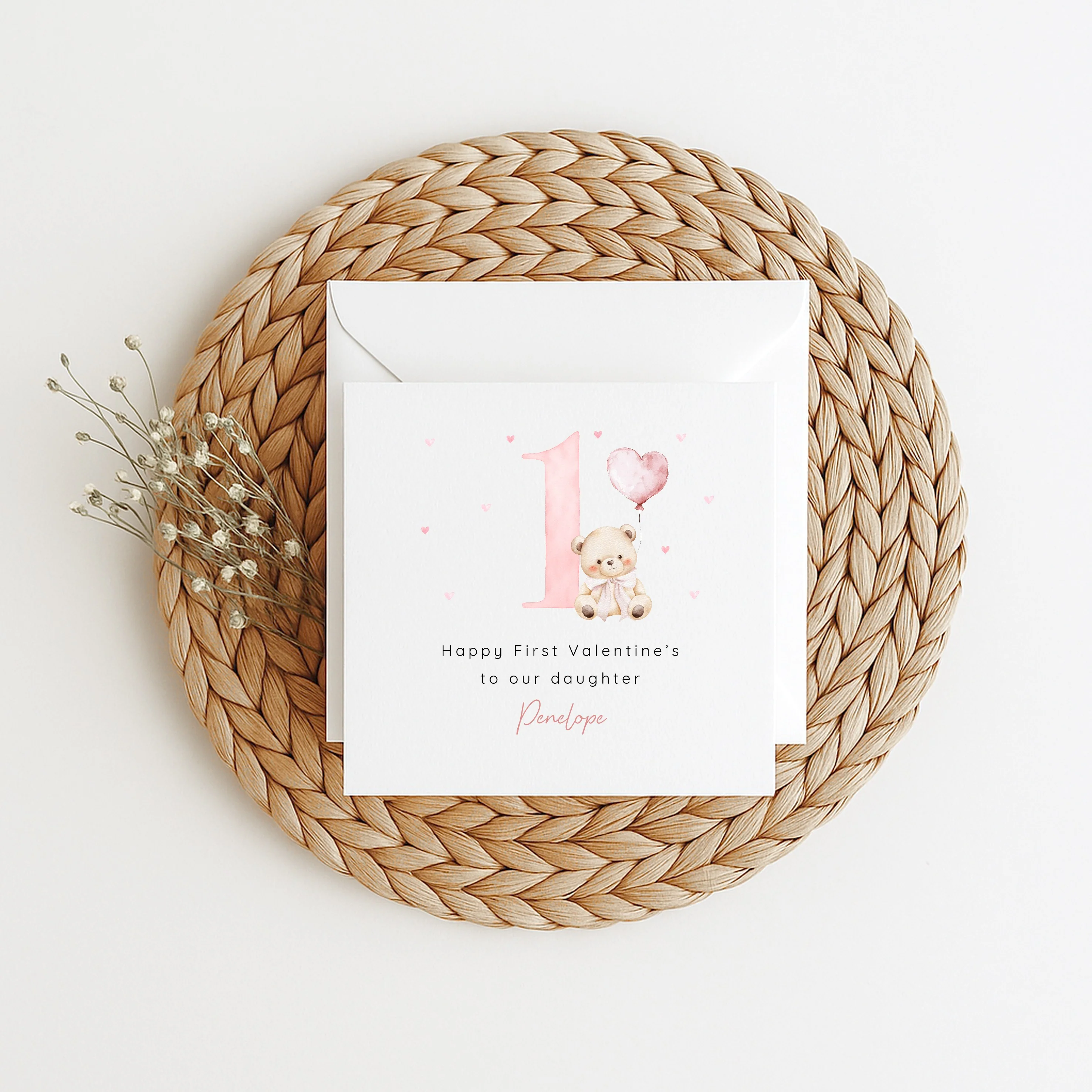 Personalised Pink Bear Happy First Valentine's Day Card - Image 5