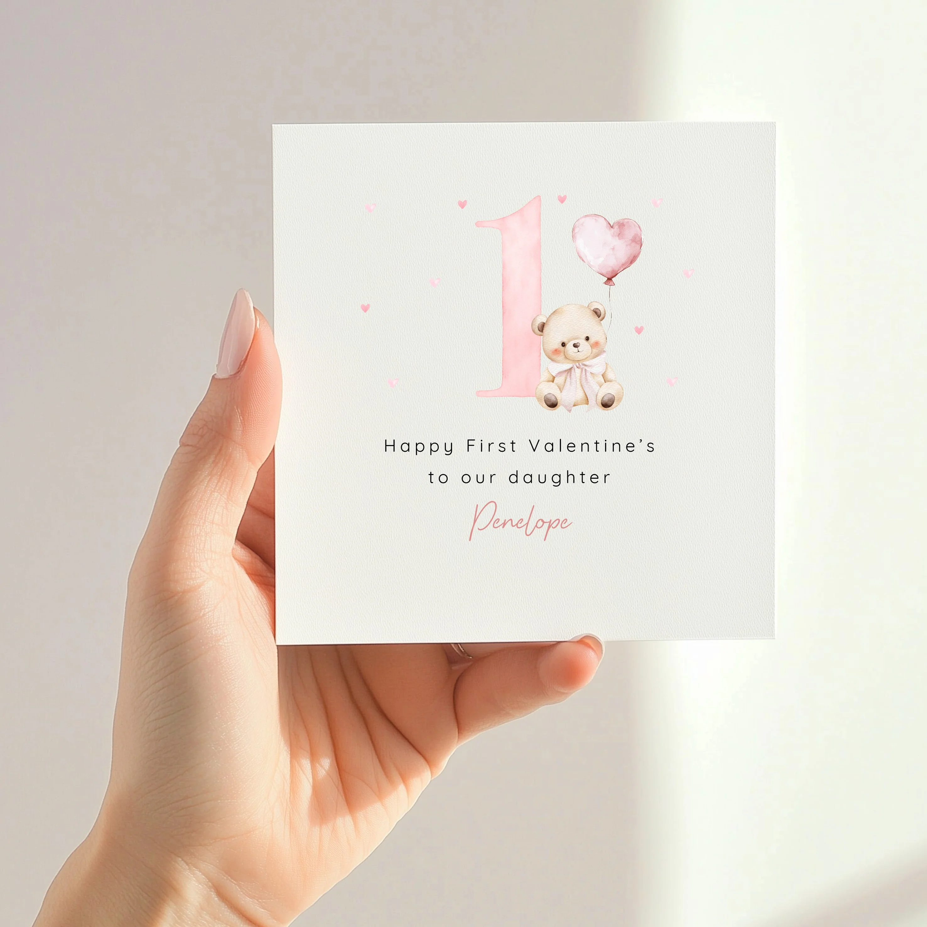 Personalised Pink Bear Happy First Valentine's Day Card - Image 6