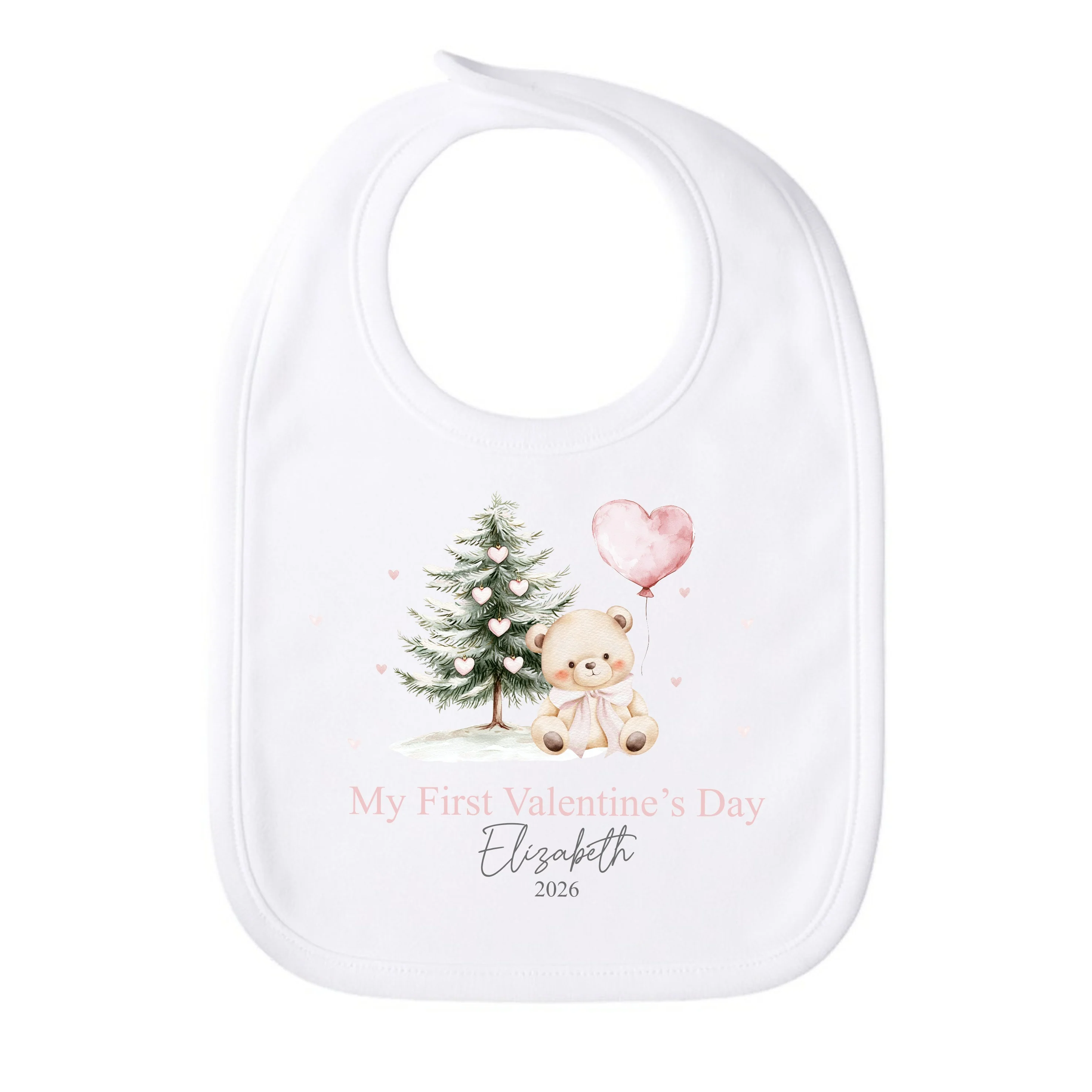 Personalised Pink Bear My First Valentines Day Baby Grow, Vest or Bib - Image 5
