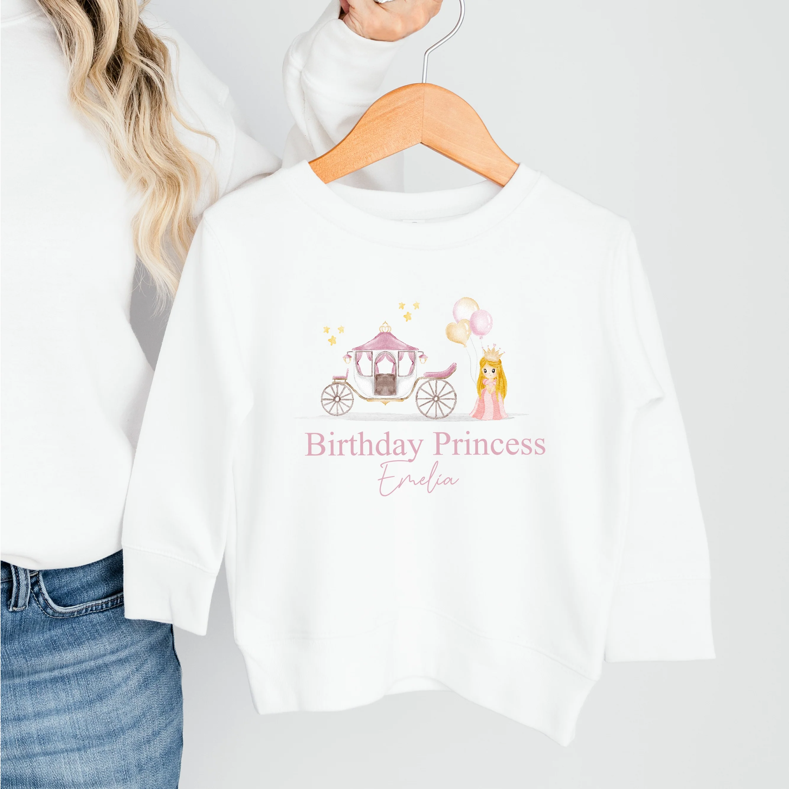 Personalised Pink Birthday Princess Sweatshirt - Image 3