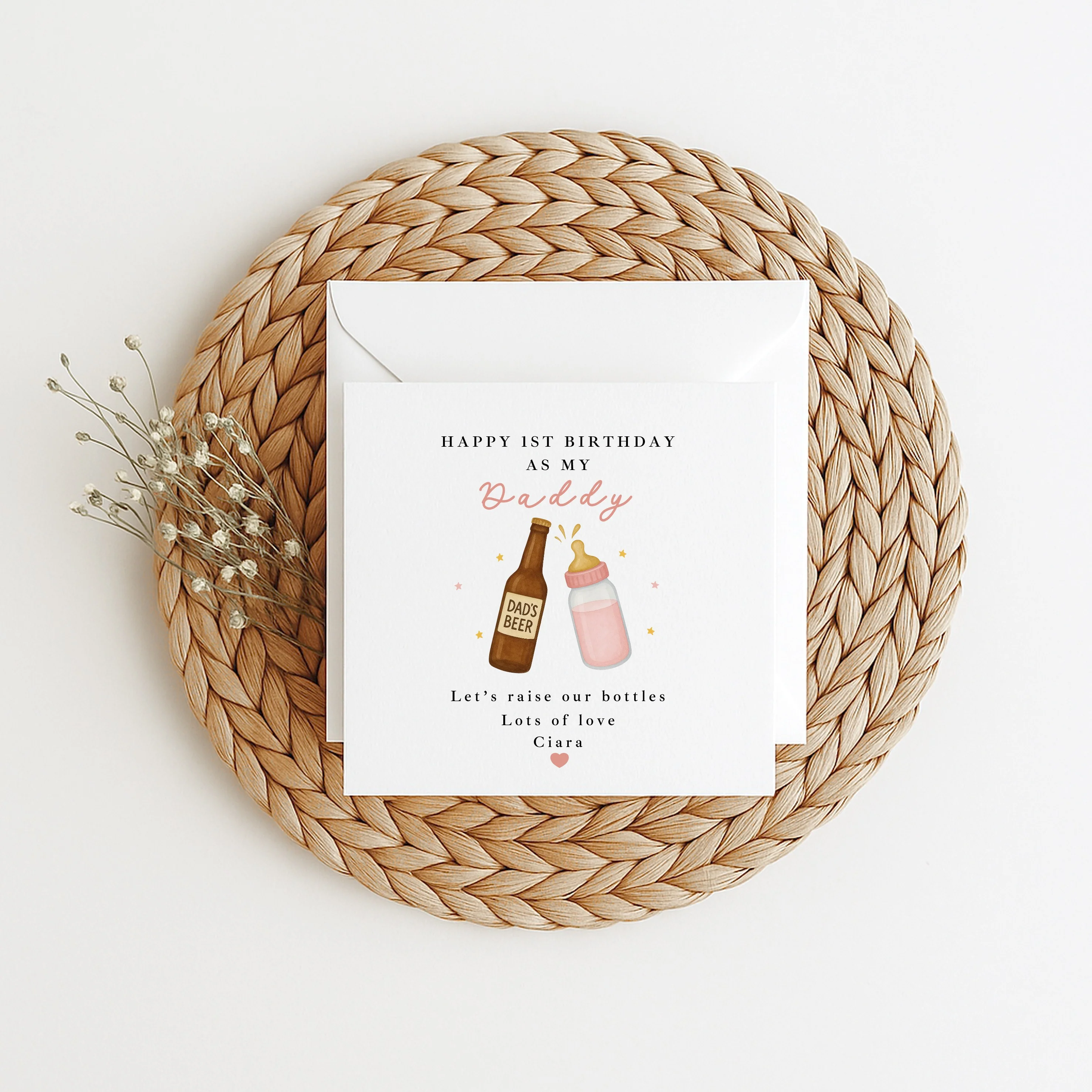 Personalised Pink Bottles Happy Birthday Daddy Card - Image 2