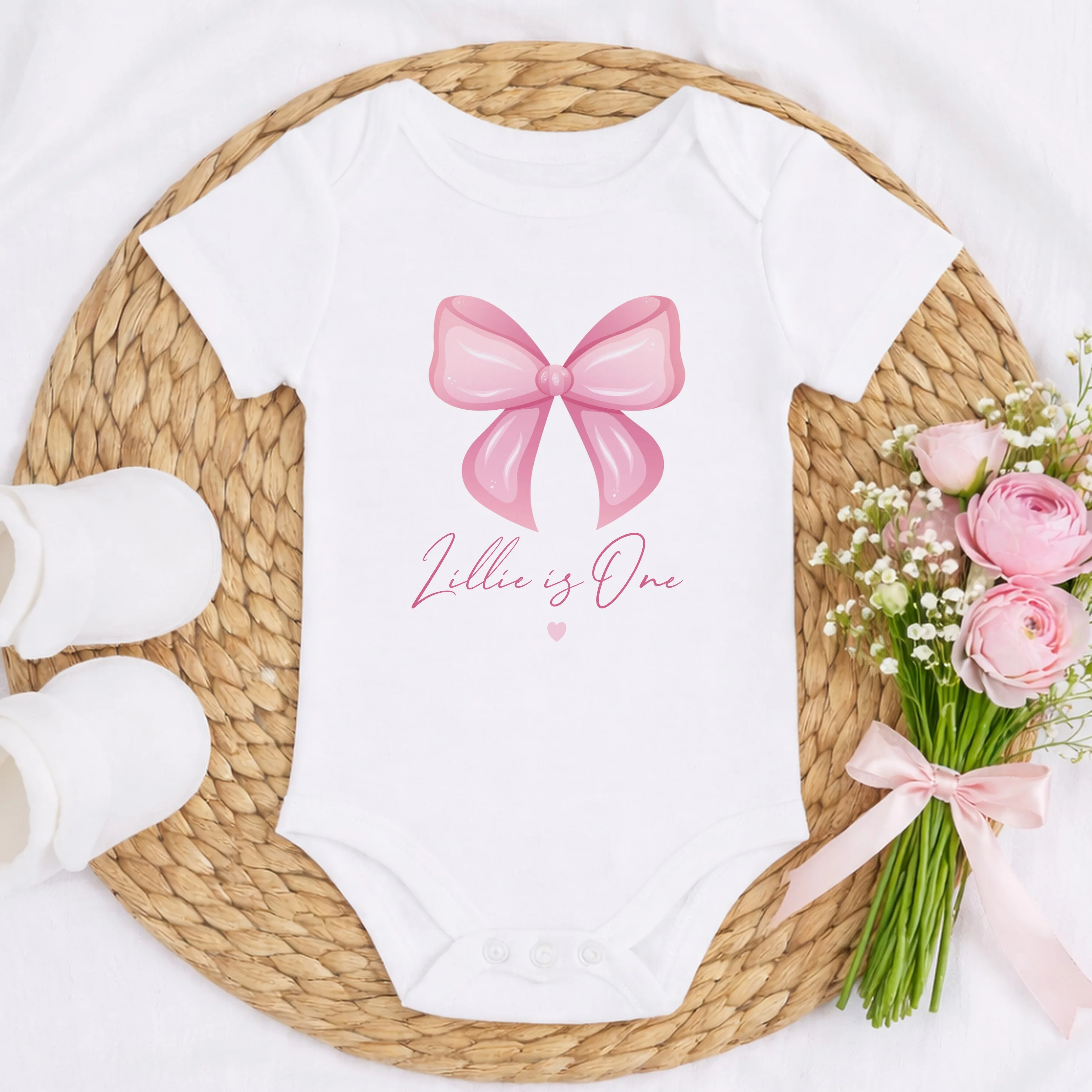 Personalised Pink Bow First Birthday Vest - Image 2