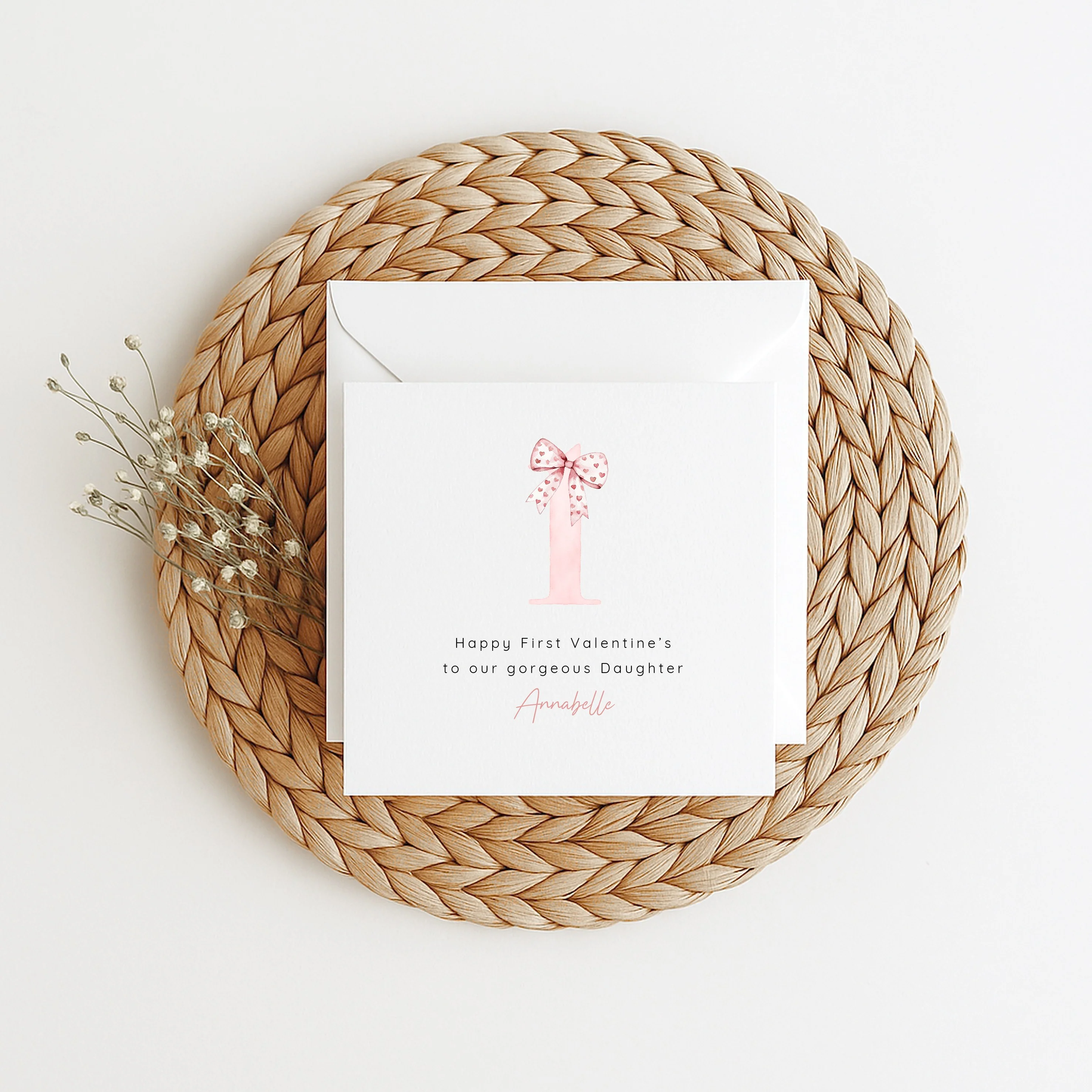 Personalised Pink Bow Happy 1st Valentine's Day Card - Image 5