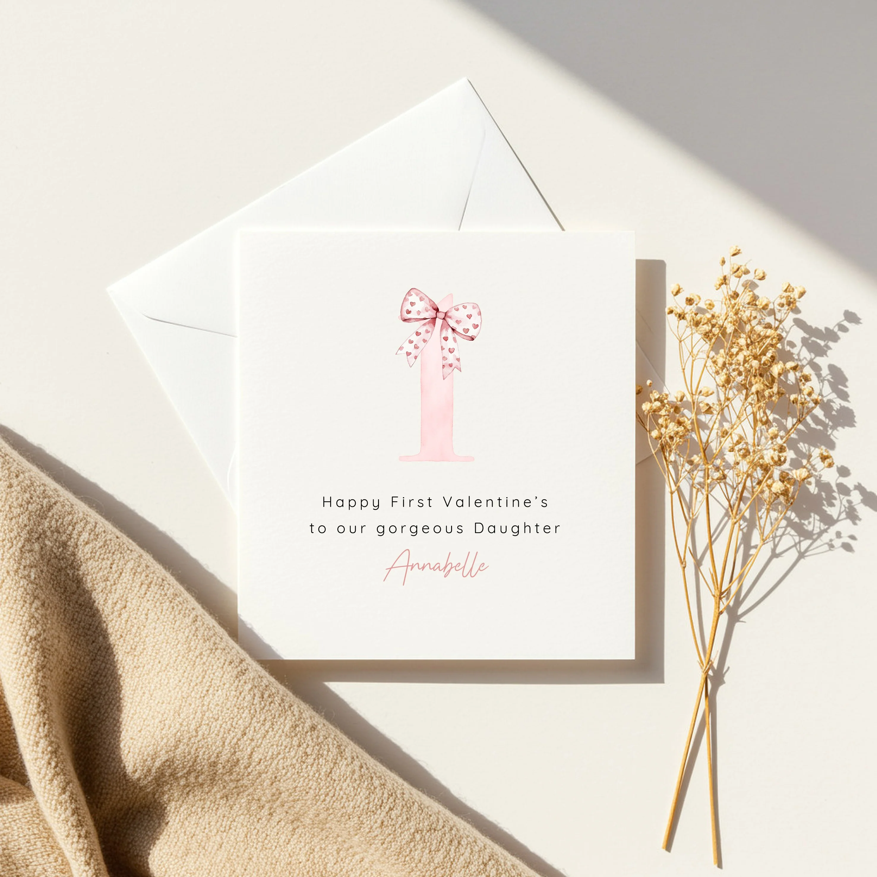 Personalised Pink Bow Happy 1st Valentine's Day Card - Image 6