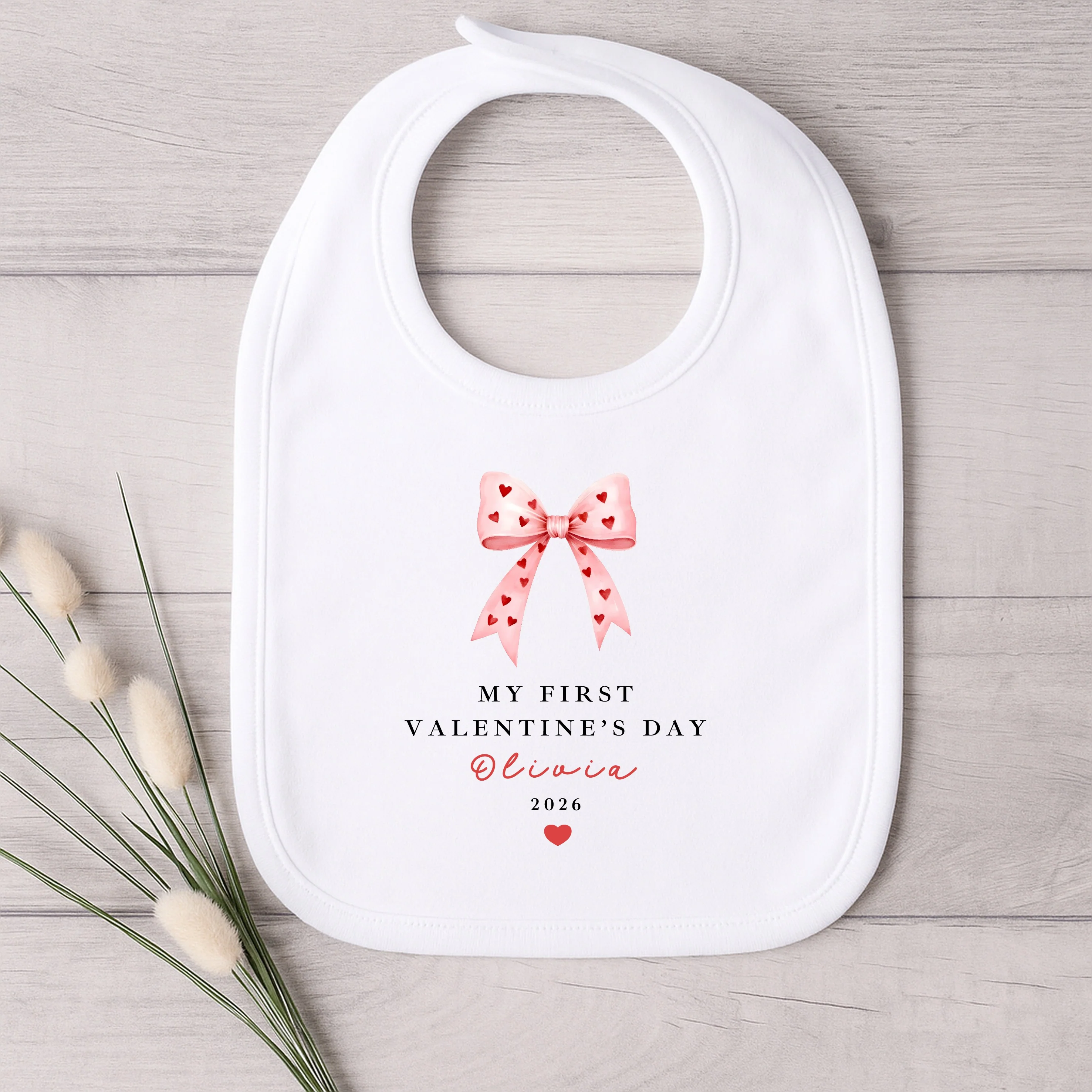 Personalised Pink Bow My First Valentines Day Baby Grow, Vest or Bib - Image 3