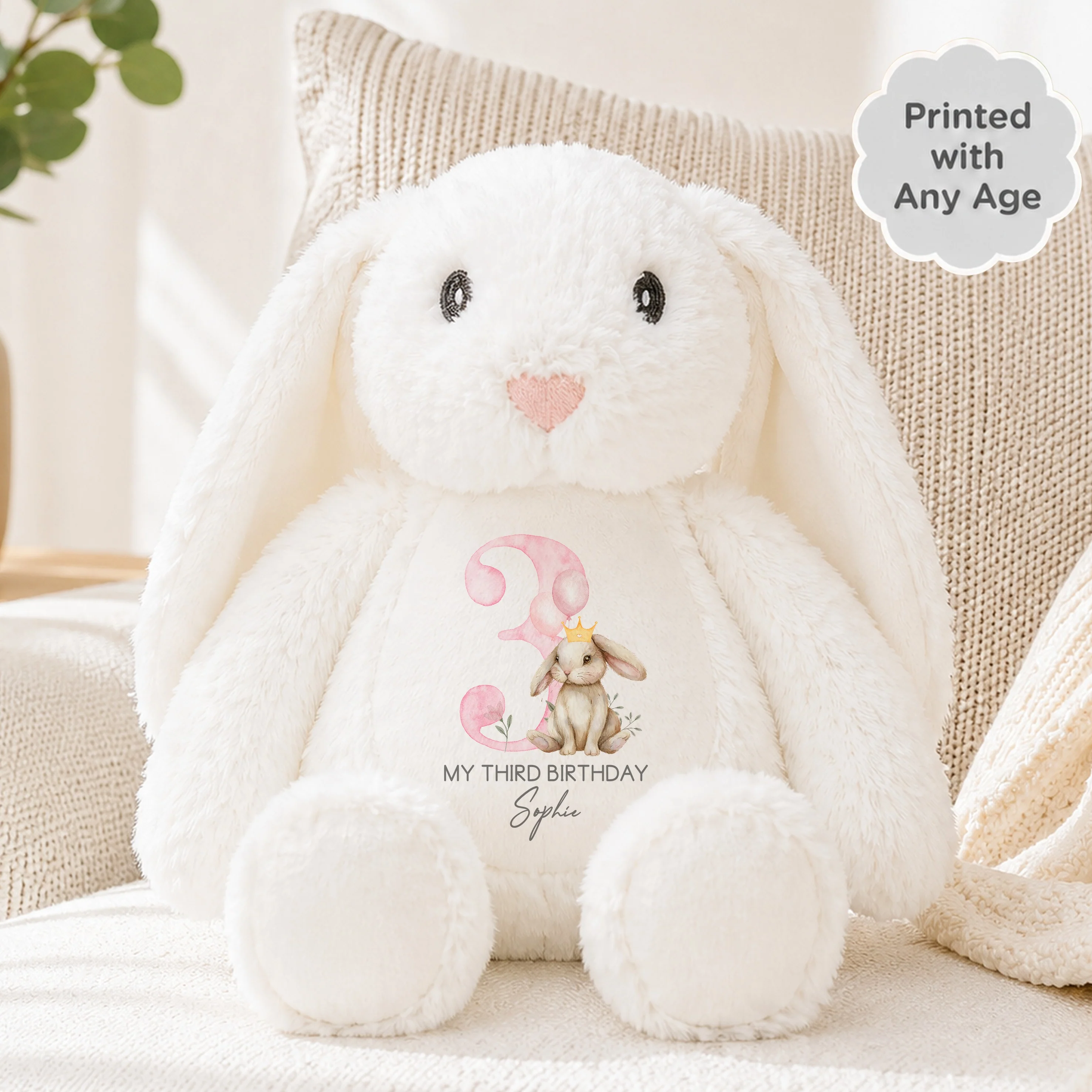 Personalised Pink Bunny Crown Any Age Birthday Rabbit - Image 2