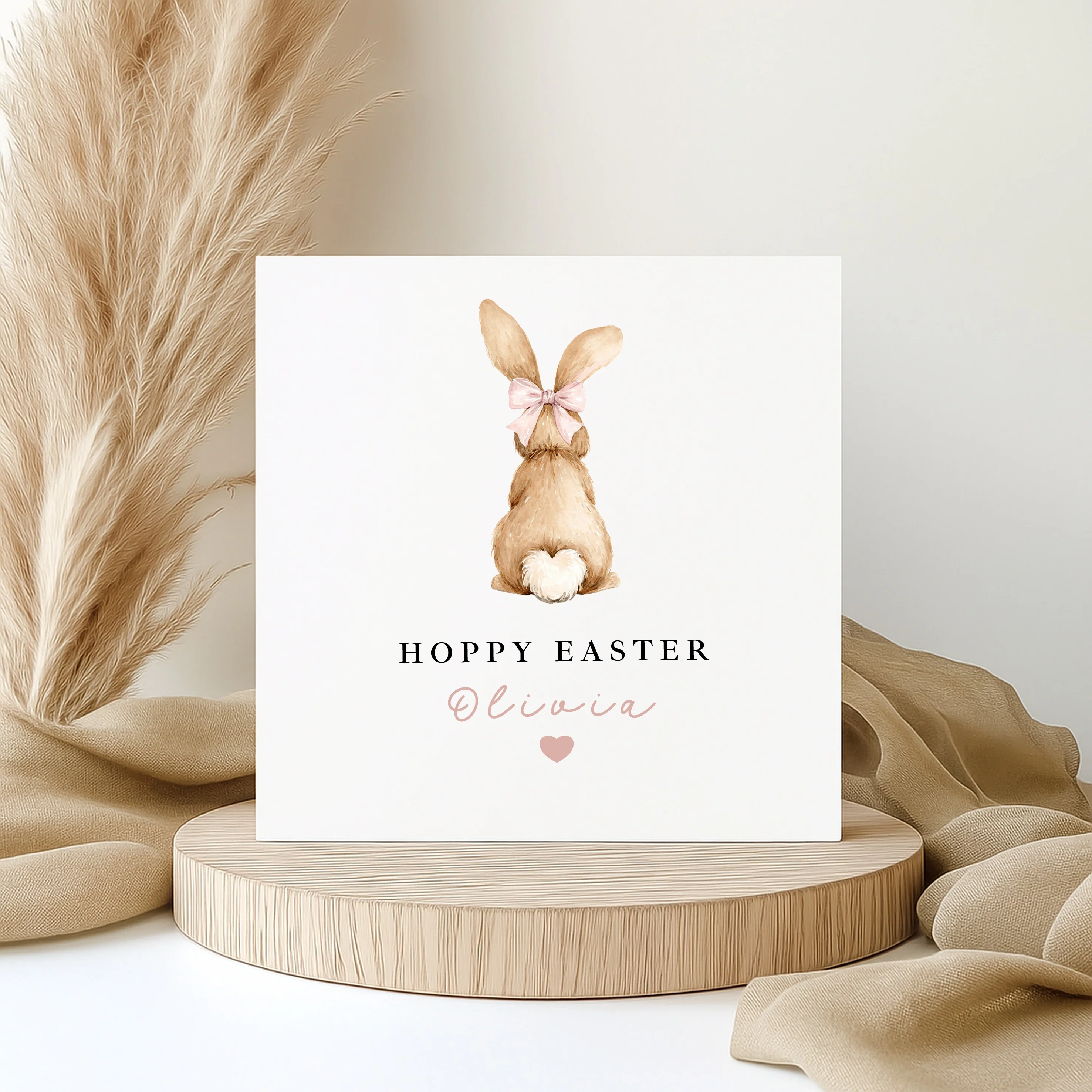 Personalised Pink Bunny Hoppy Easter Card - Image 3
