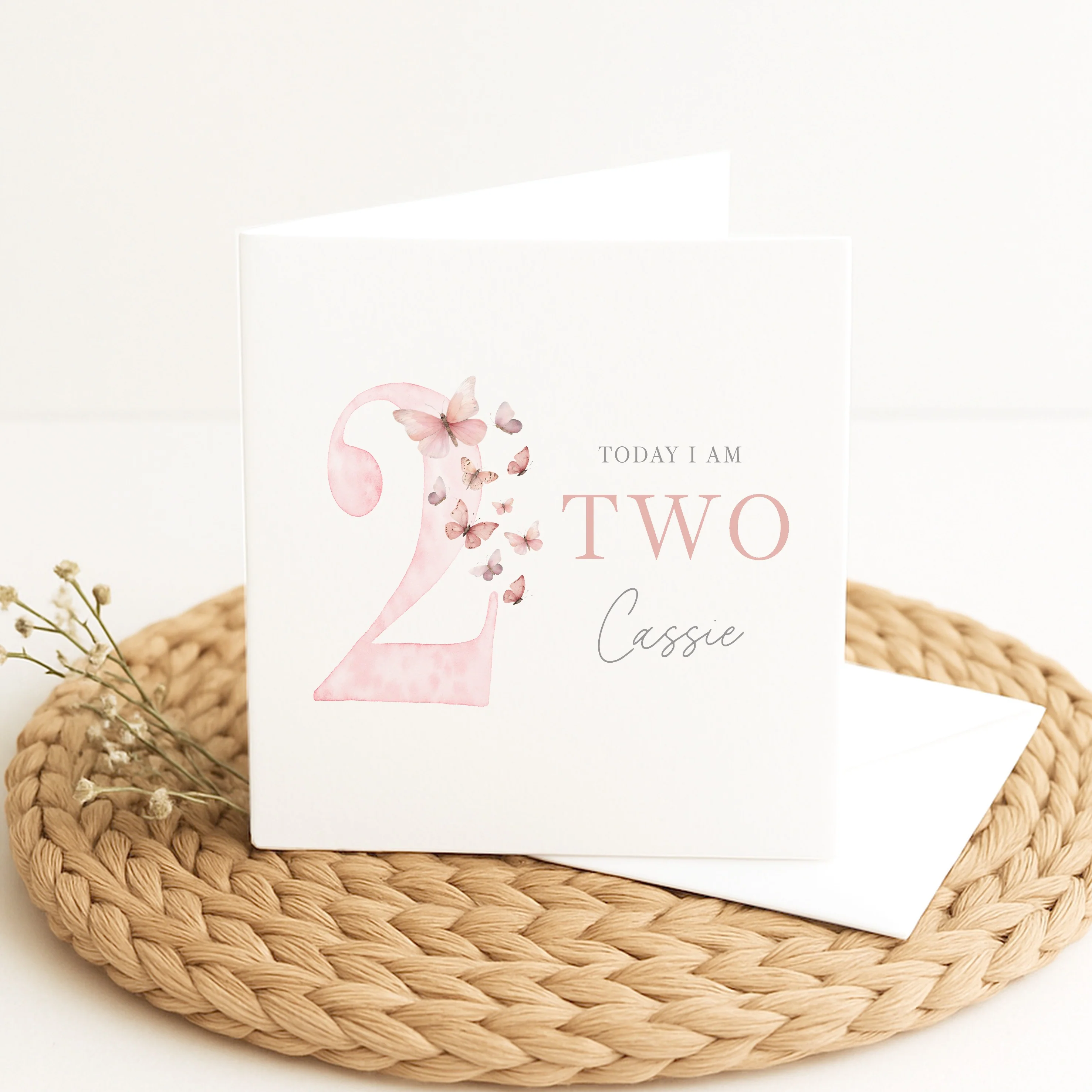 Personalised Pink Butterfly Any Age Birthday Card - Image 2