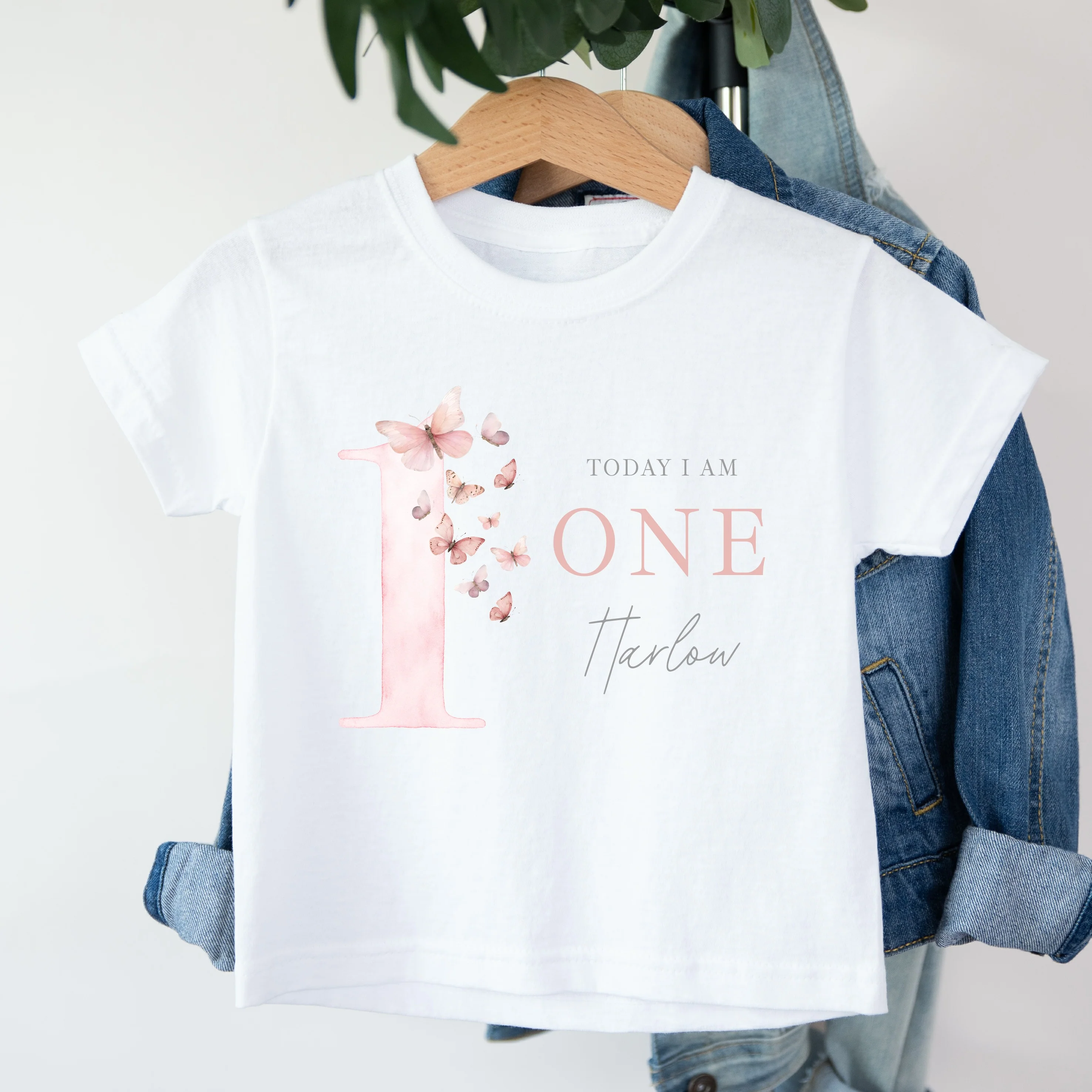 Personalised Pink Butterfly Any Age Birthday T-Shirt - Image 2