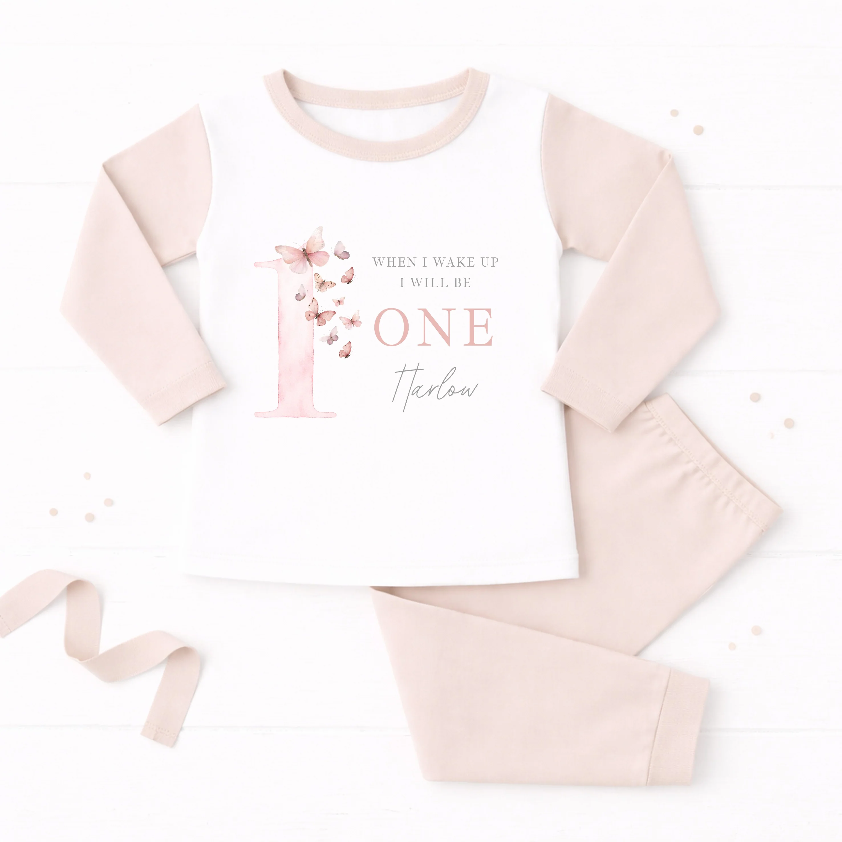 Personalised Pink Butterfly First Birthday Pyjamas - Image 2
