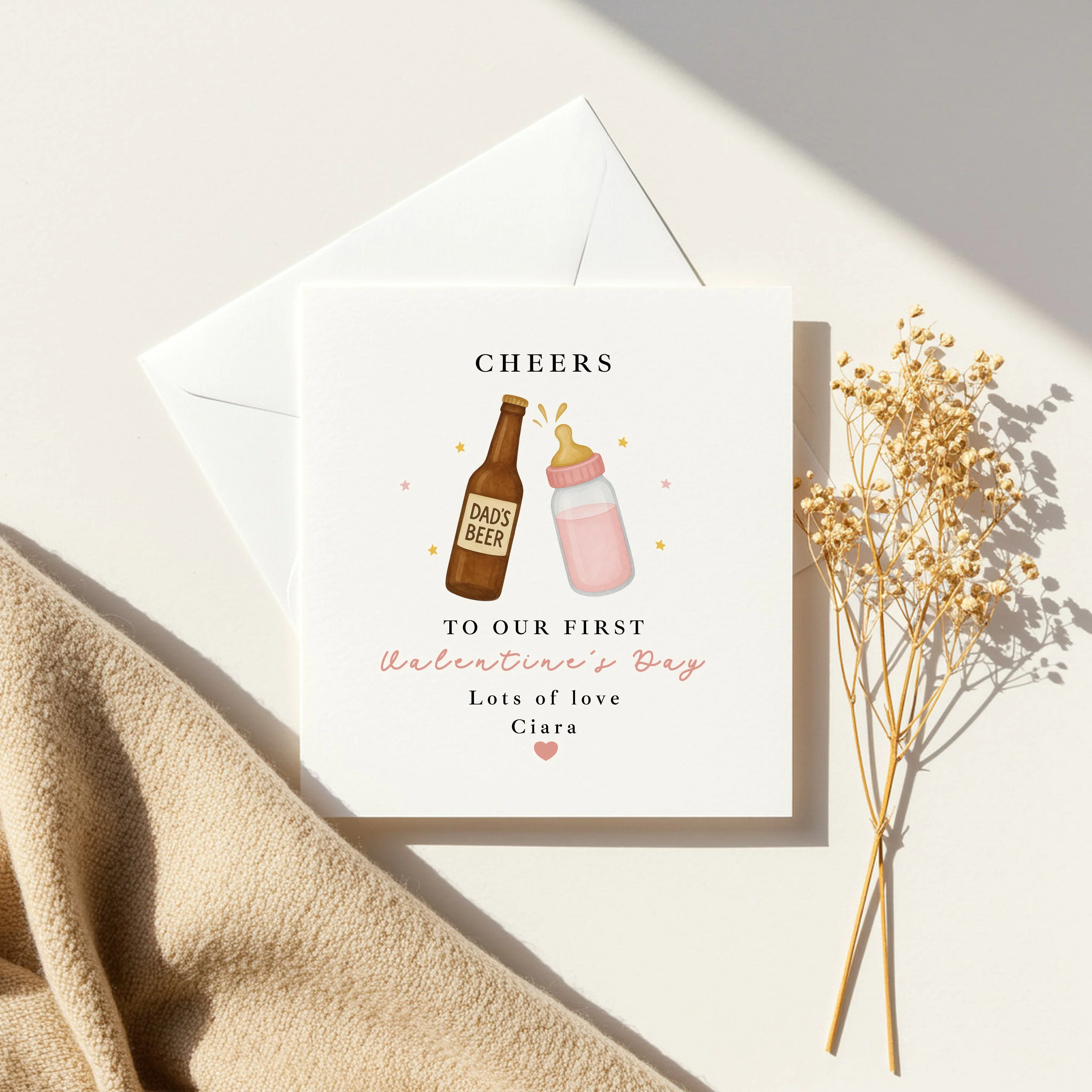 Personalised Pink Cheers Our First Valentine's Day Card - Image 3